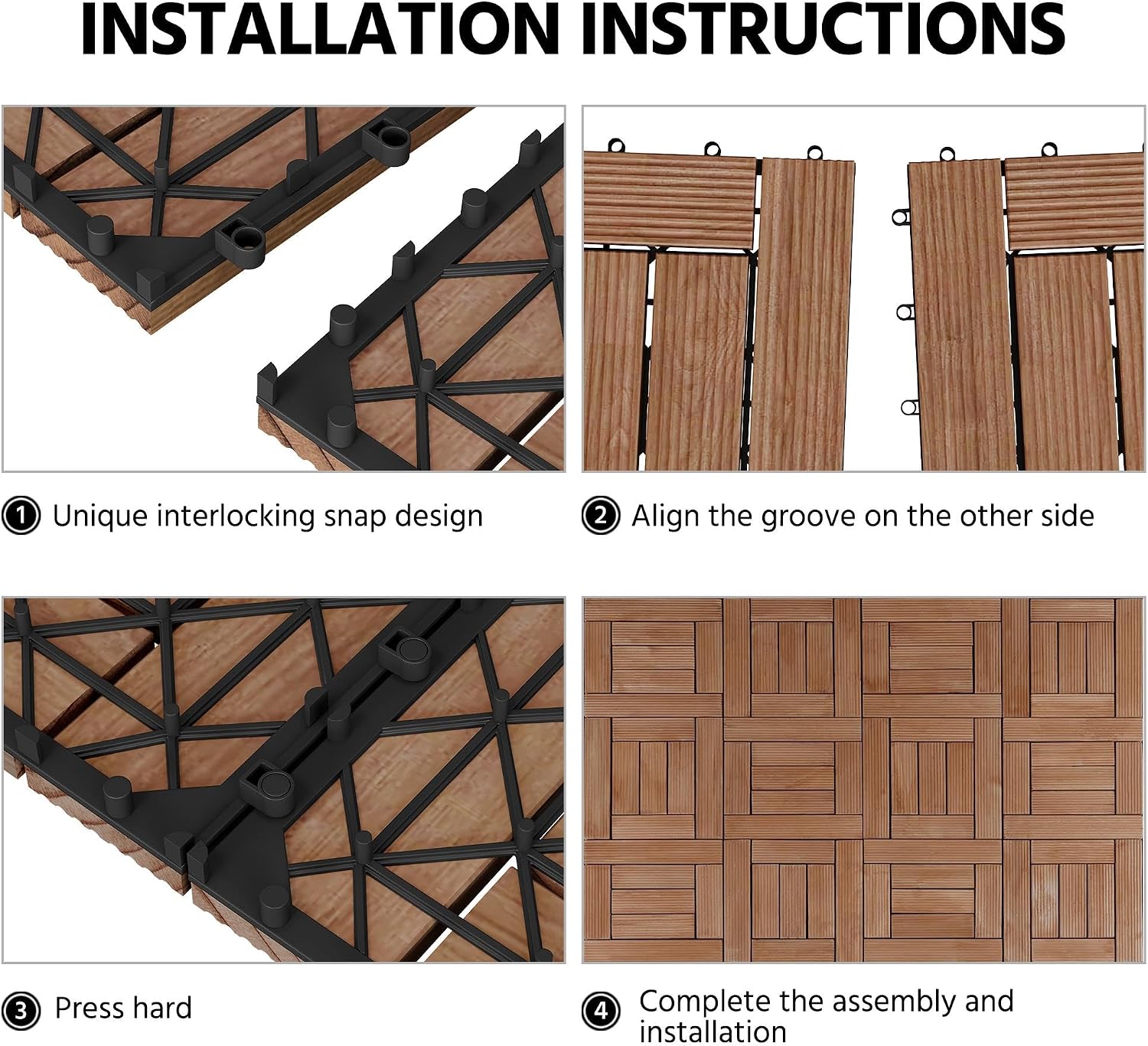 Topeakmart 27PCS Interlocking Deck Tiles 12x12 Patio Flooring, Brown