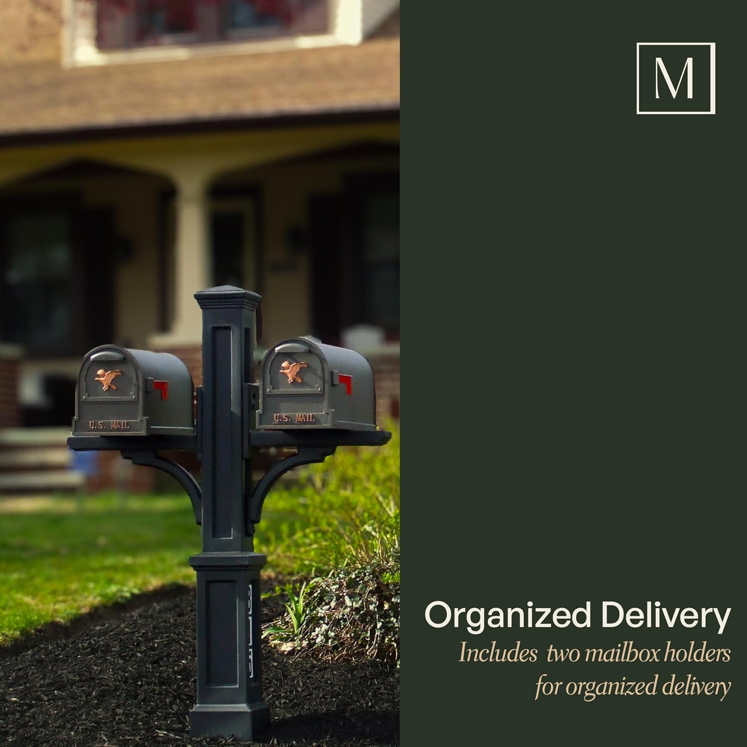 Mayne Rockport Mailbox Post with Newspaper Holder for 2 Mailboxes, White | Holds 2 post-mount mailboxes, Weather & fade resistant, All season, 15-year warranty