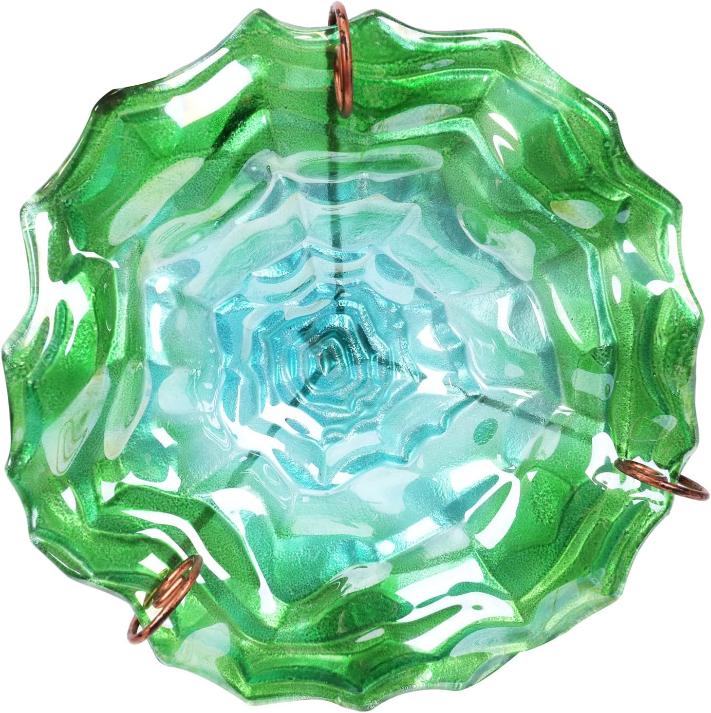VCUTEKA Glass Bird Bath Outdoor Birdfeeder with Metal Stake Garden Decor