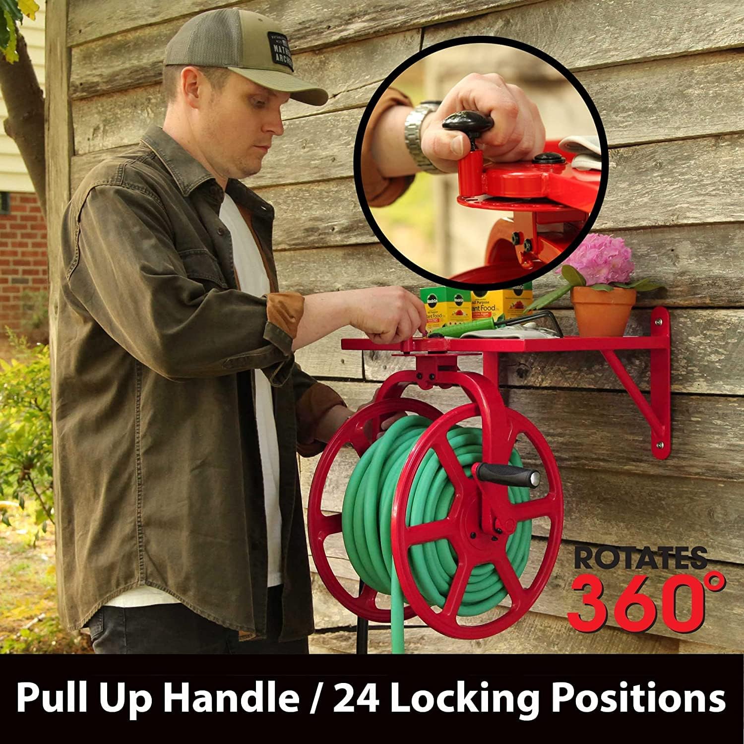 Liberty Garden 710 Navigator Rotating Garden Hose Reel, Holds 125-Feet of 5/8-Inch Hose - Bronze