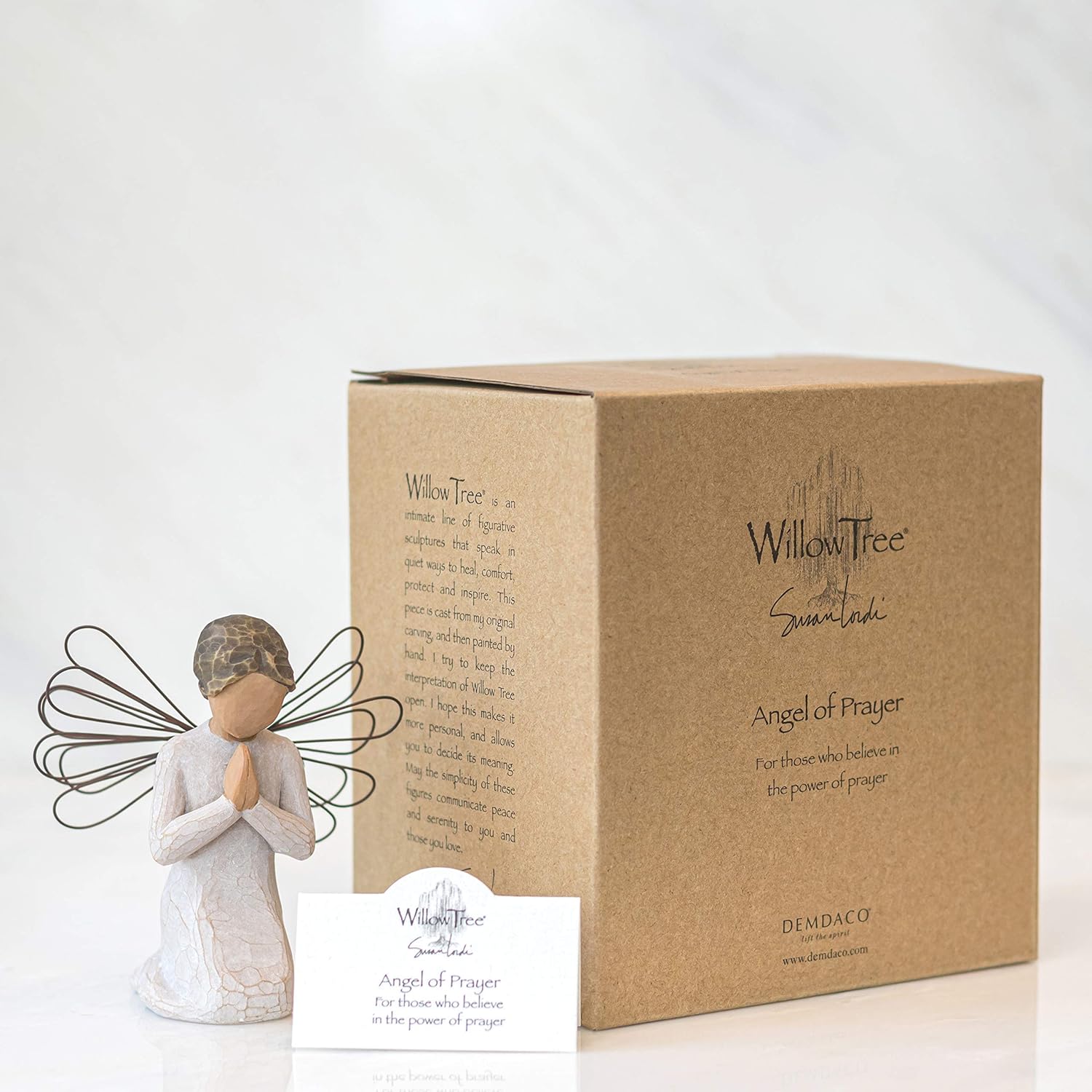 Willow Tree Angel of Prayer, Sculpted Hand-Painted Figure | Kneeling Angel With Hands in Prayer, Baptism and Communion Gift