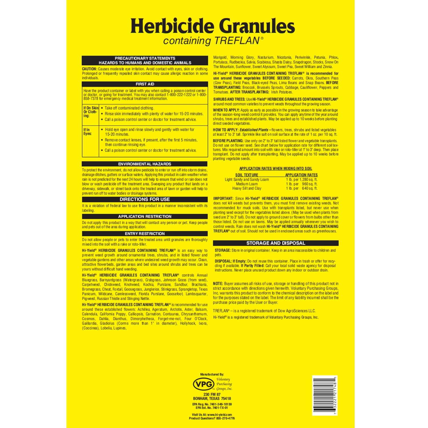 Hi-Yield (22742) Herbicide Granules Weed and Grass Preventer, 4 lbs | Pendimethalin pre-emergent granules - Weed & grass preventer for smaller turf & ornamental areas - Lawn owners