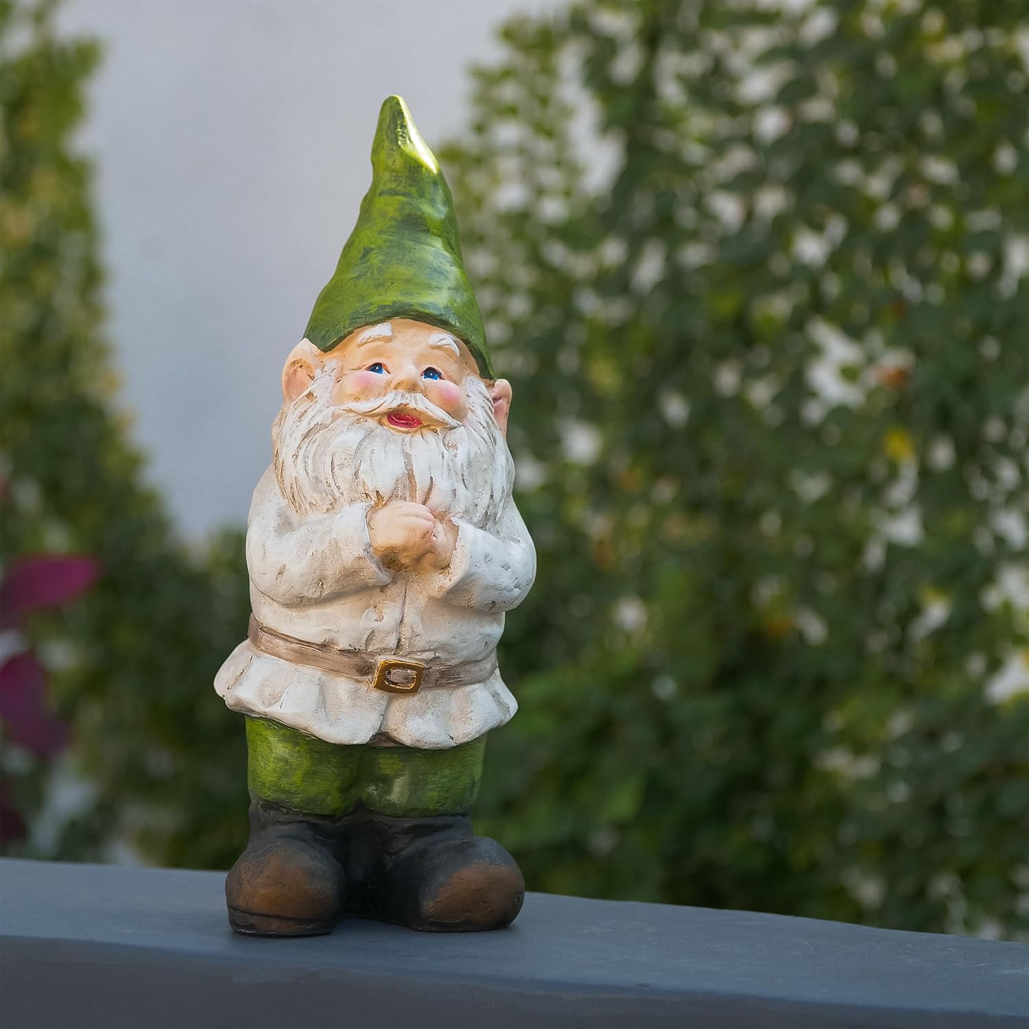 Alpine Corporation 12" Tall Traditional Outdoor Garden Gnome Yard Statue Decoration