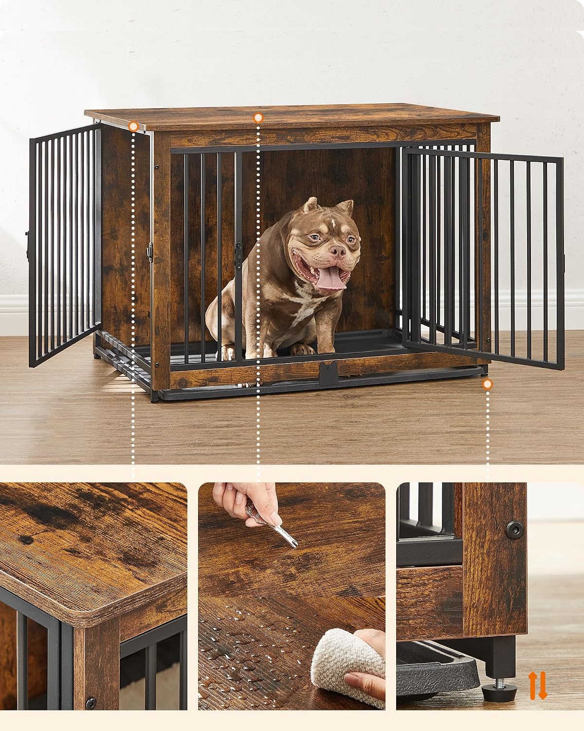 Feandrea 27.2" Dog Crate Furniture, Indoor Dog Kennel Side End Table