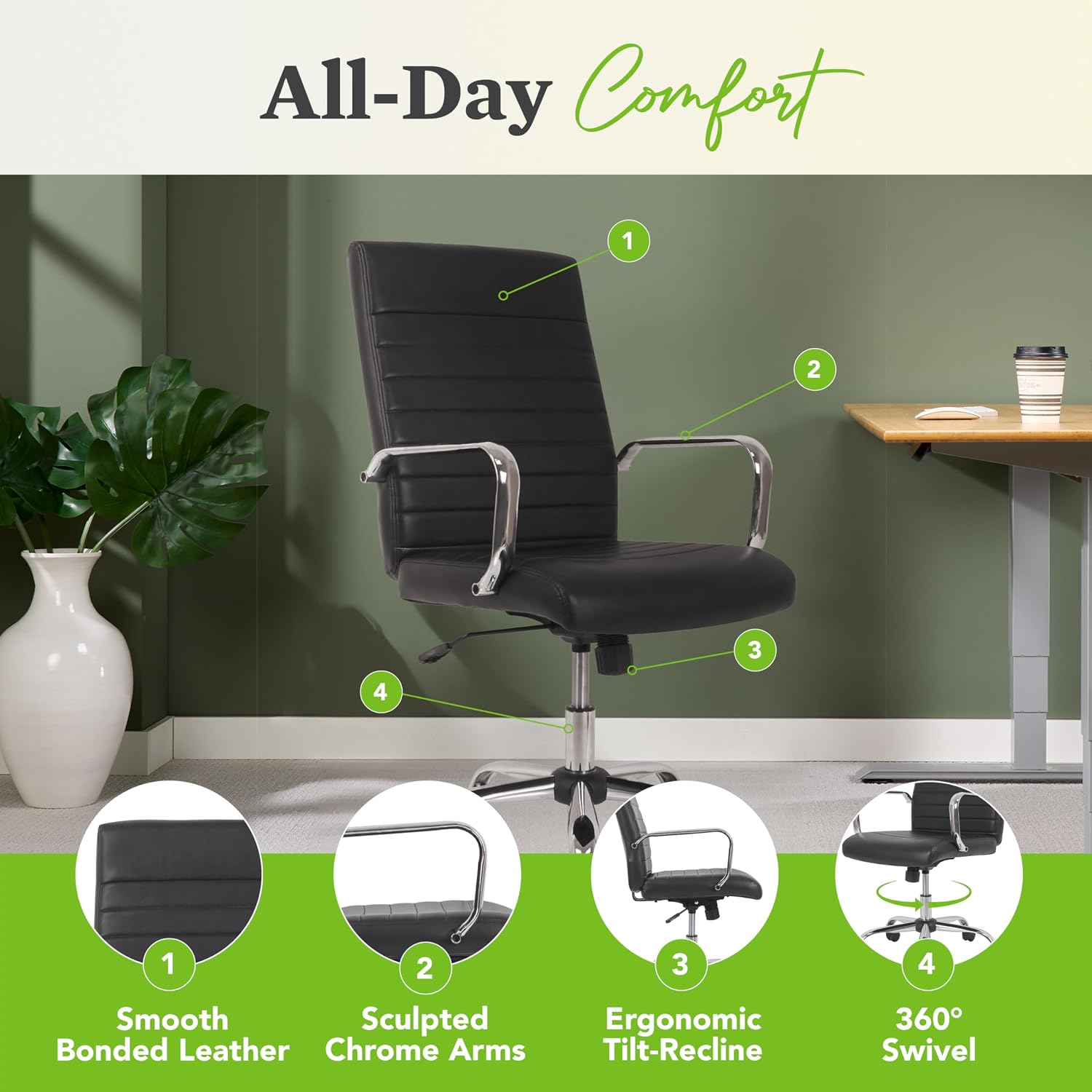 HON Sadie Big and Tall Ergonomic Office Chair, Heavy Duty Desk Chair, Black | Big and tall ergonomic office desk chair for desk work, lumbar support, adjustable arms, mesh comfort, 350 lb capacity