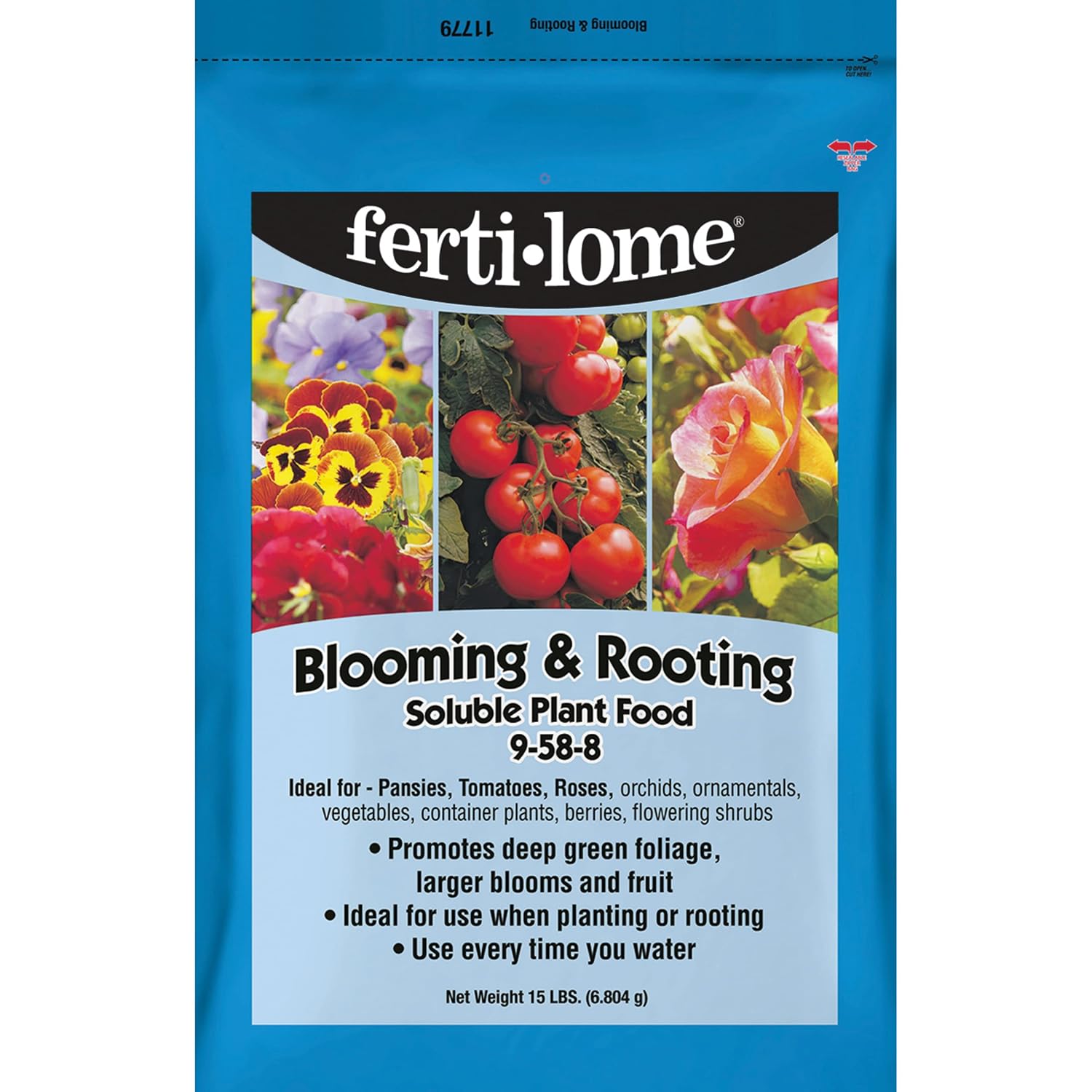Fertilome (11772) Blooming & Rooting Plant Food 9-58-8, 3 lbs | 9-58-8 high-phosphorus soluble - Promotes blooms & roots on orchids, roses, tomatoes - Home gardeners