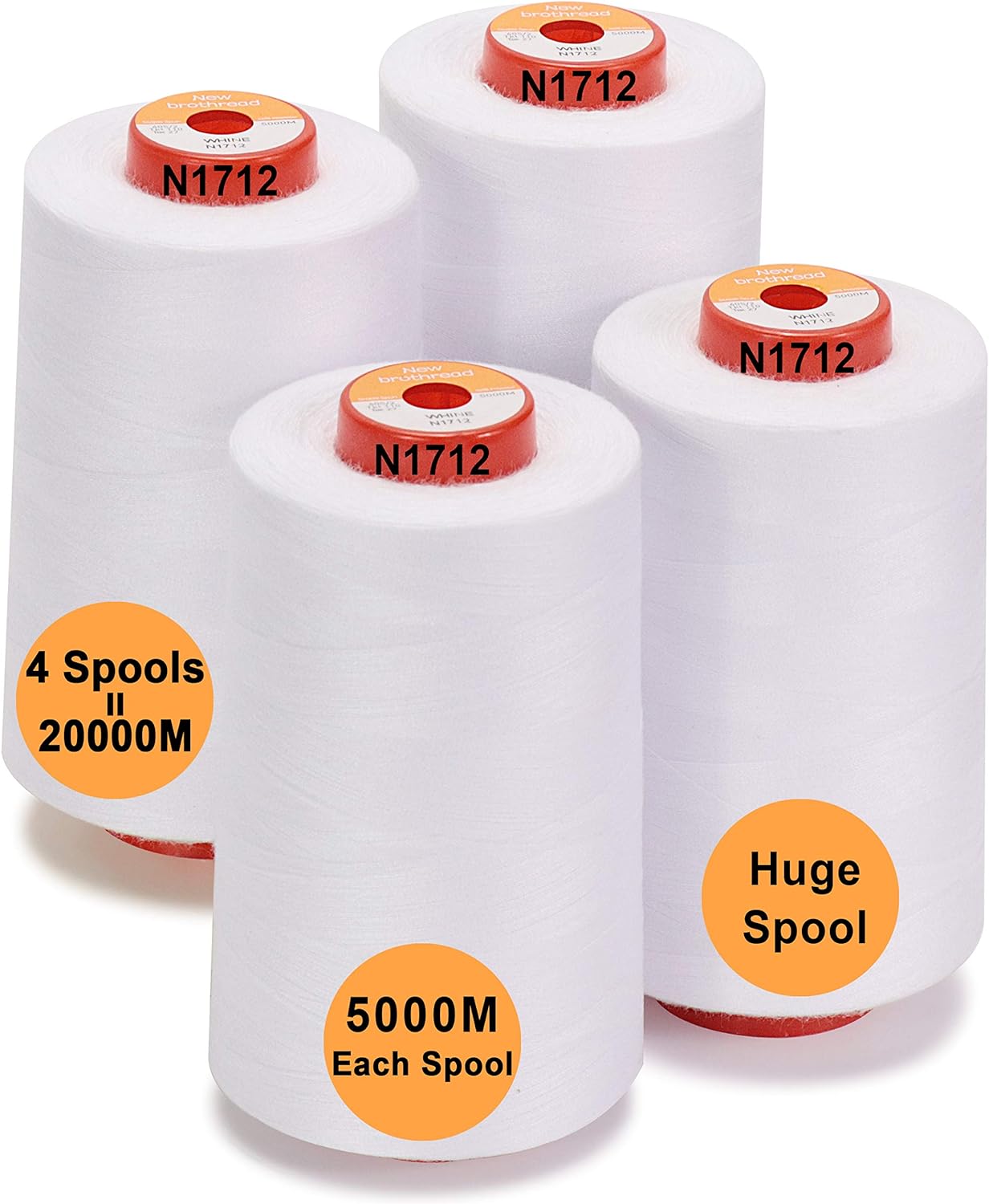 New brothread 4 Large Cones All Purpose Polyester Thread -Cream