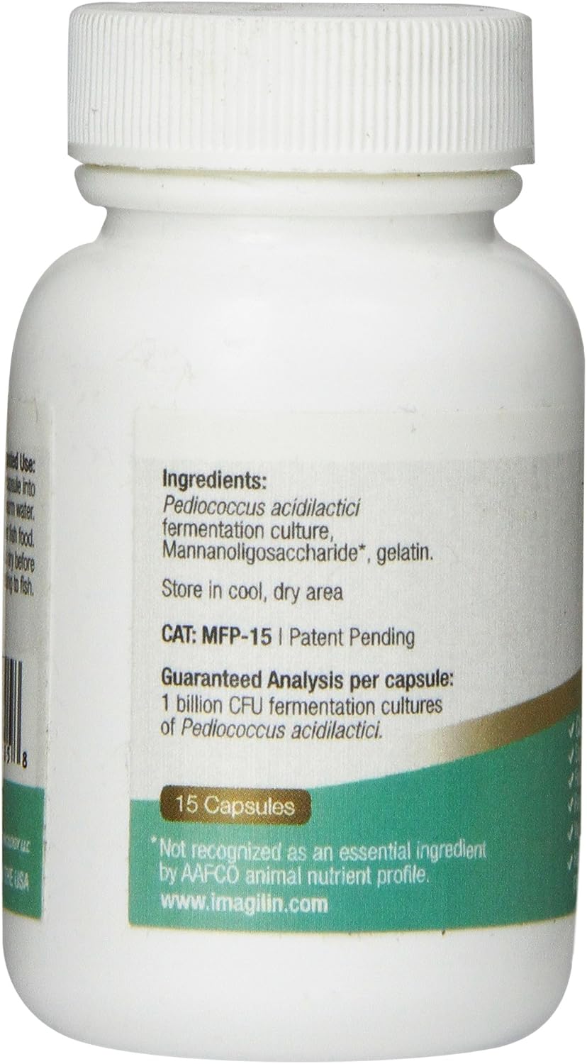 MitoFish Premium Pediococcus Based Probiotics and Prebiotics for Fish, 15 Capsules Per Bottle