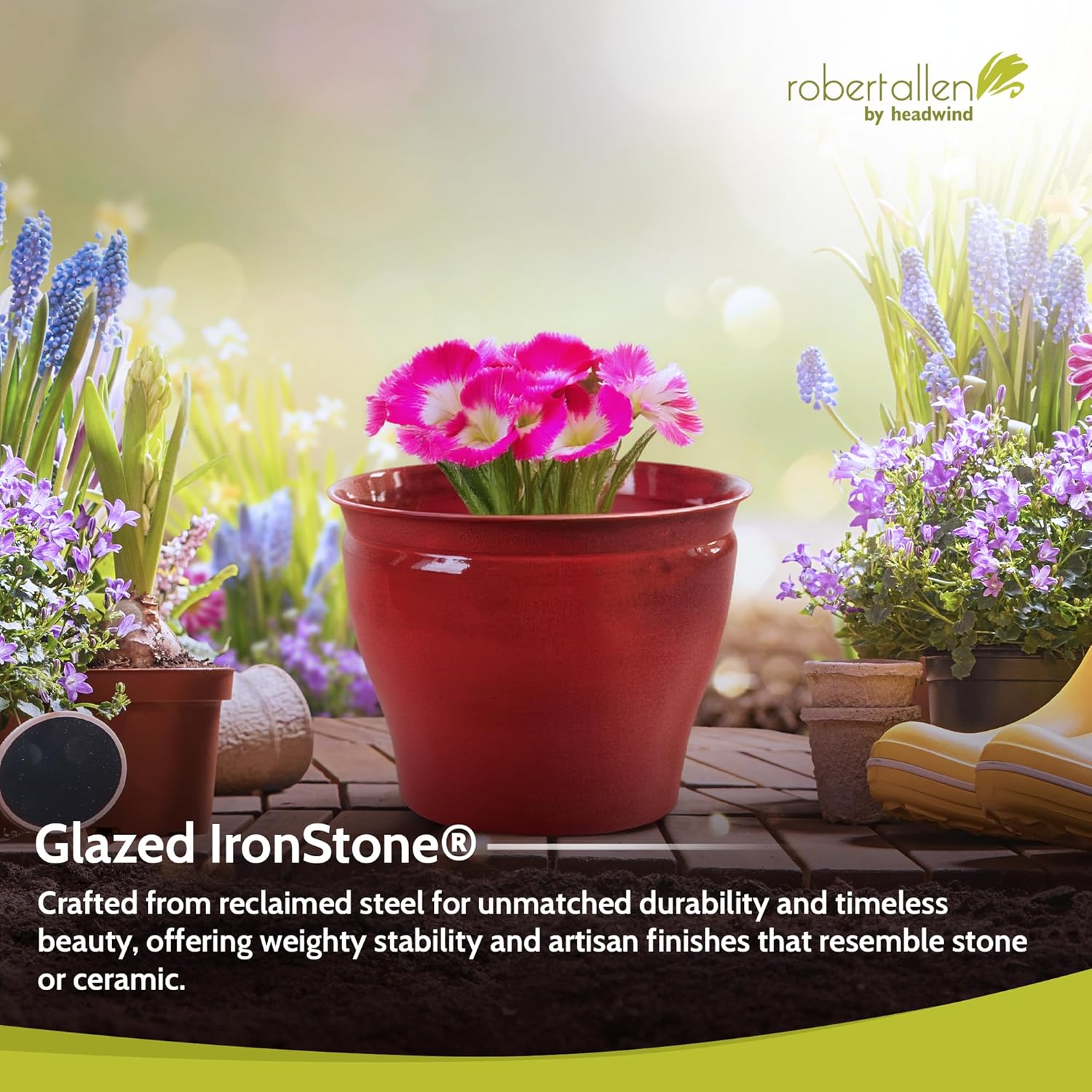 Headwind Glazed Ironstone Avery Collection Decorative Plant Pot – 6" Midnight Sapphire Glazed Decorative Pot – Lightweight & Durable Flower Pots