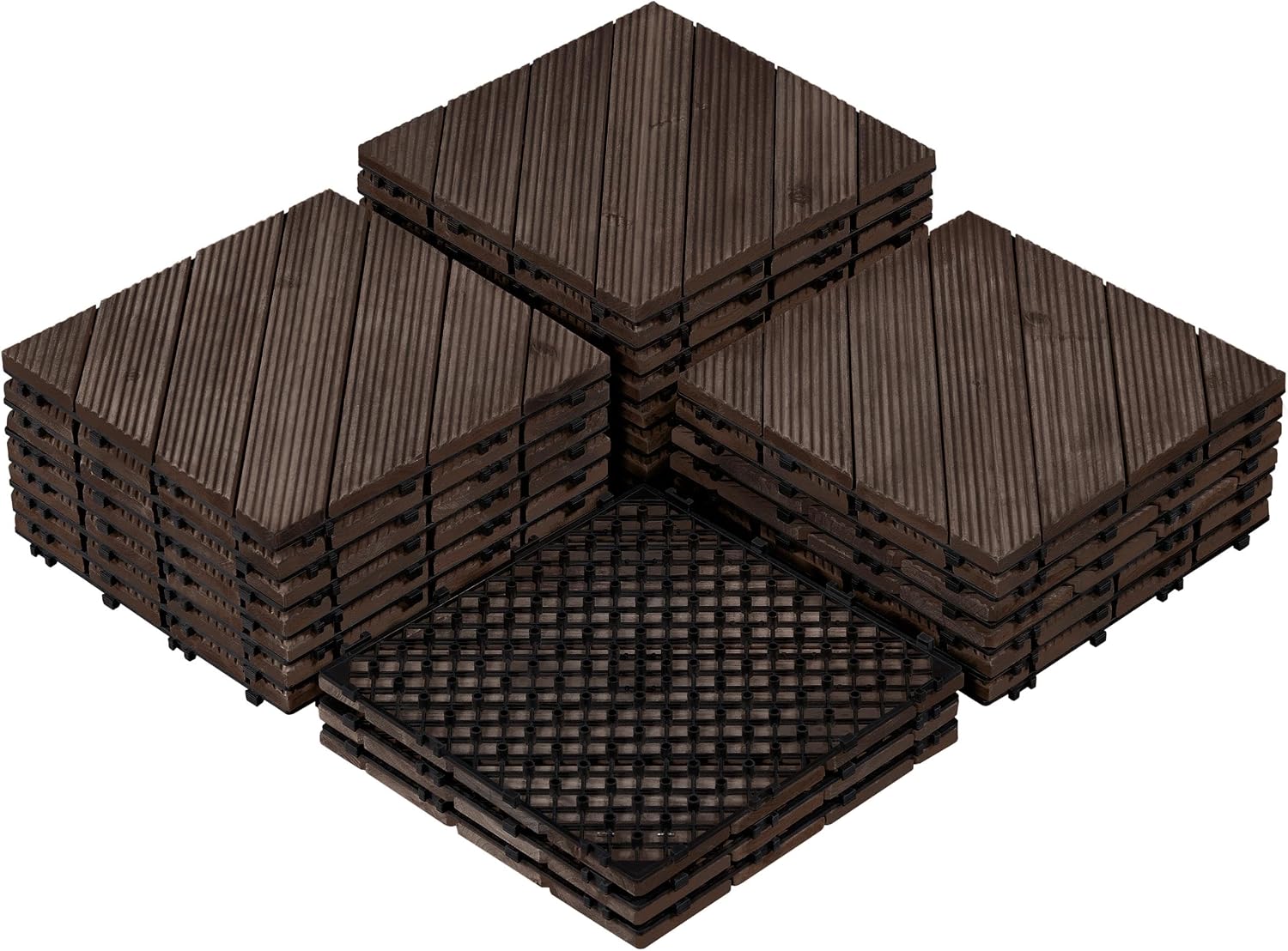 Topeakmart 27PCS Interlocking Deck Tiles 12x12 Patio Flooring, Brown