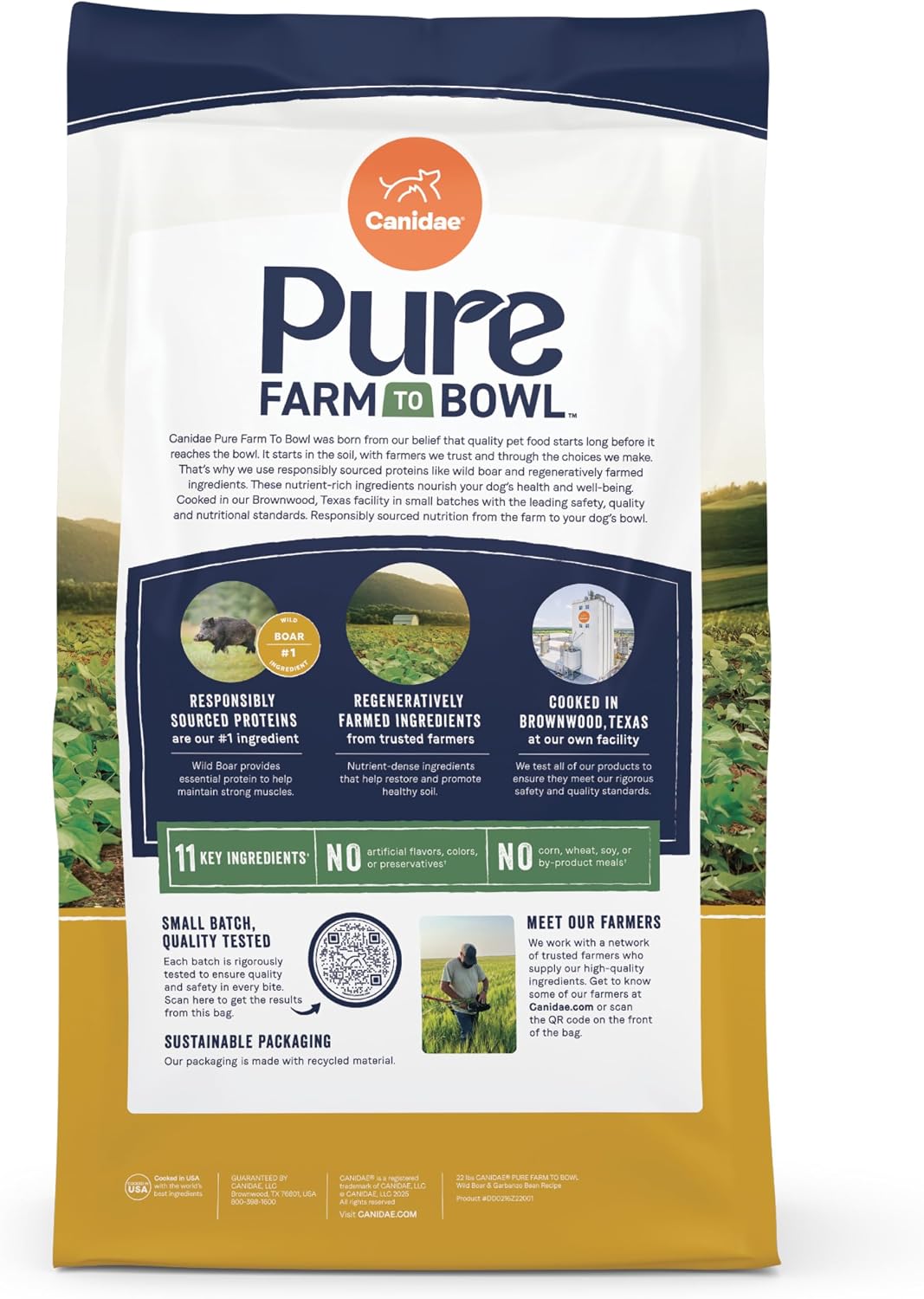 Canidae Pure Farm to Bowl Dry Dog Food - Balanced Nutrition for Adult Dogs - Limited Ingredient Formula - Grain, Wheat & Soy-Free - 22 lb - Wild-Caught Salmon & Sweet Potato Recipe