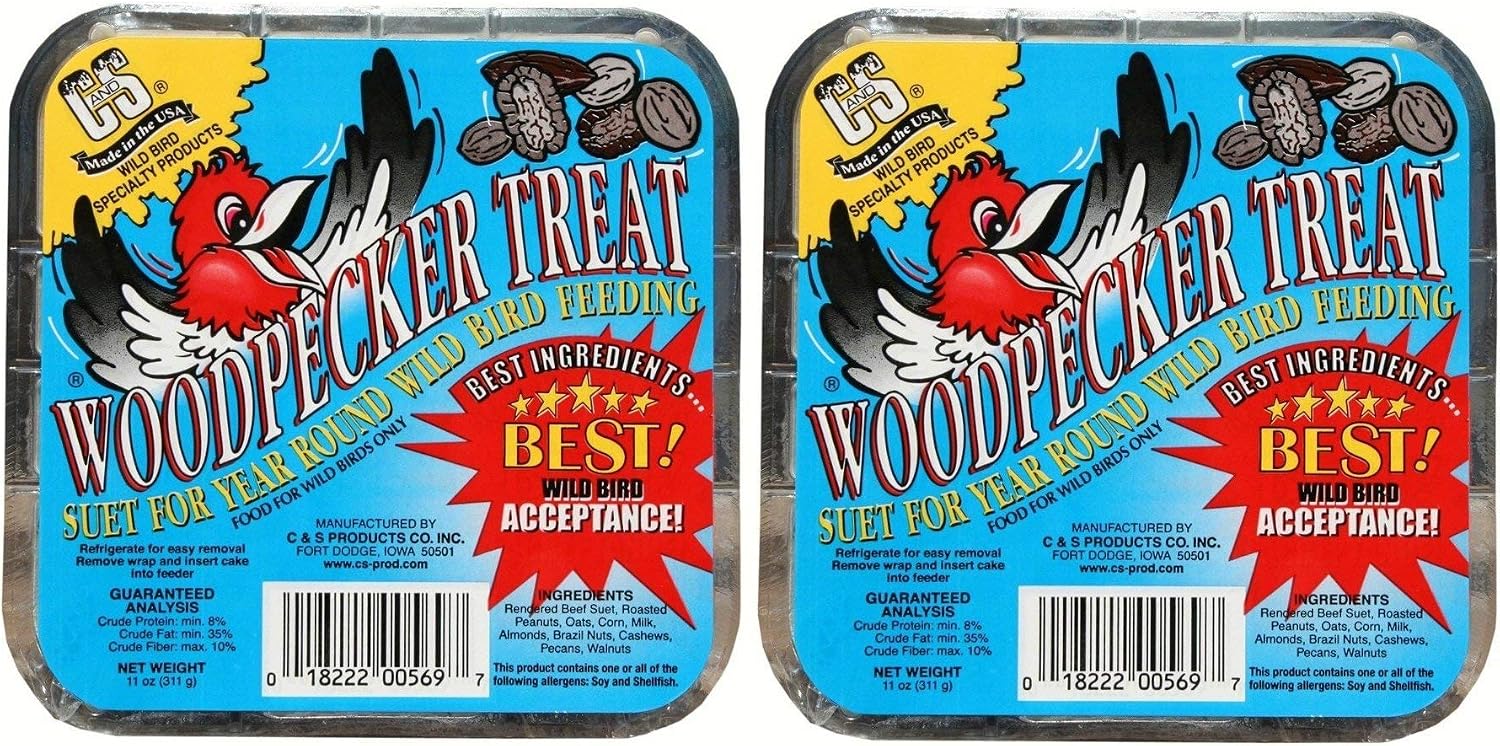 C & S Products Woodpecker Treat Beef Suet,Corn,Oats,Peanuts,Pecans 11 Oz