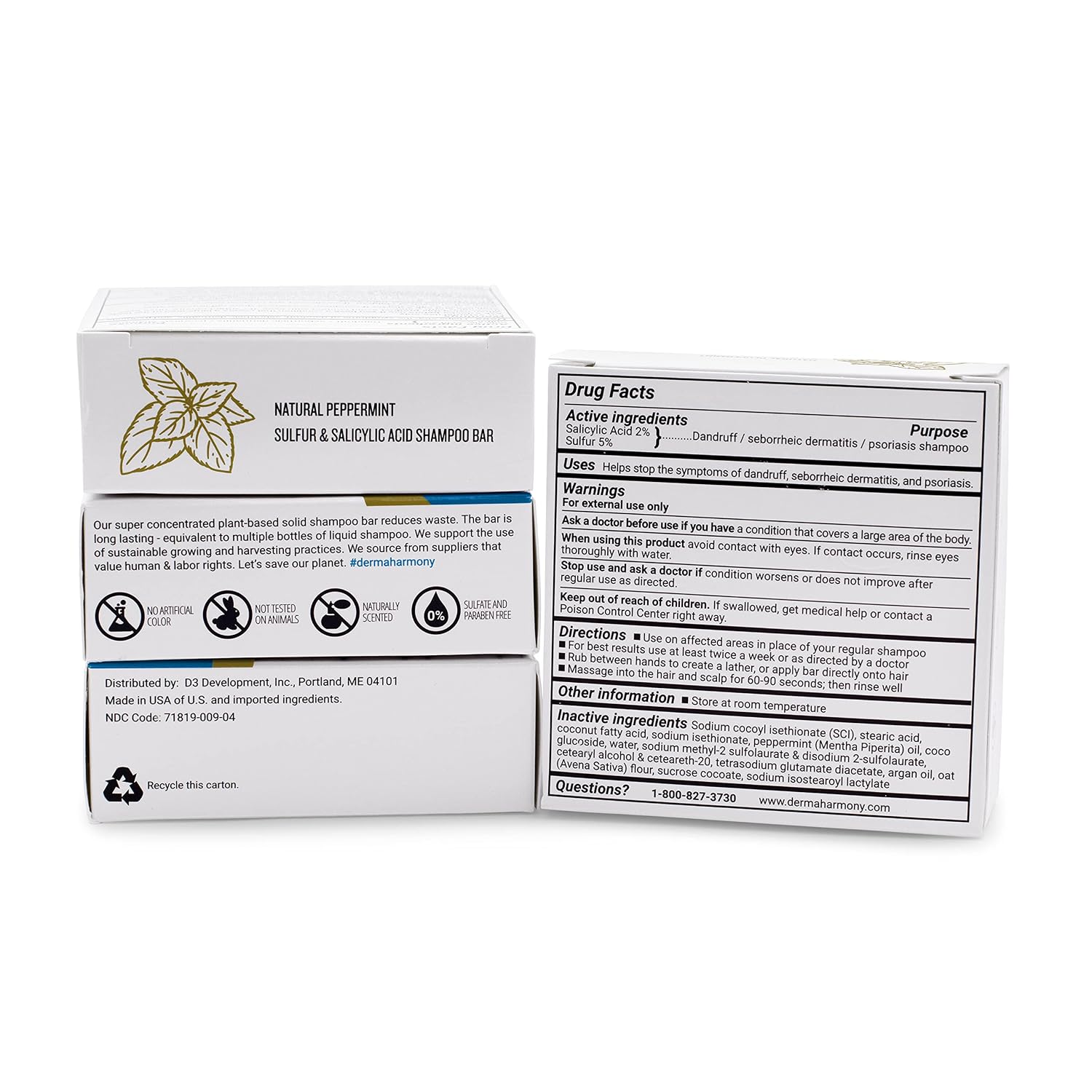Dermaharmony 5% Sulfur 2% Salicylic Acid Shampoo Bar for Dandruff (4 oz)