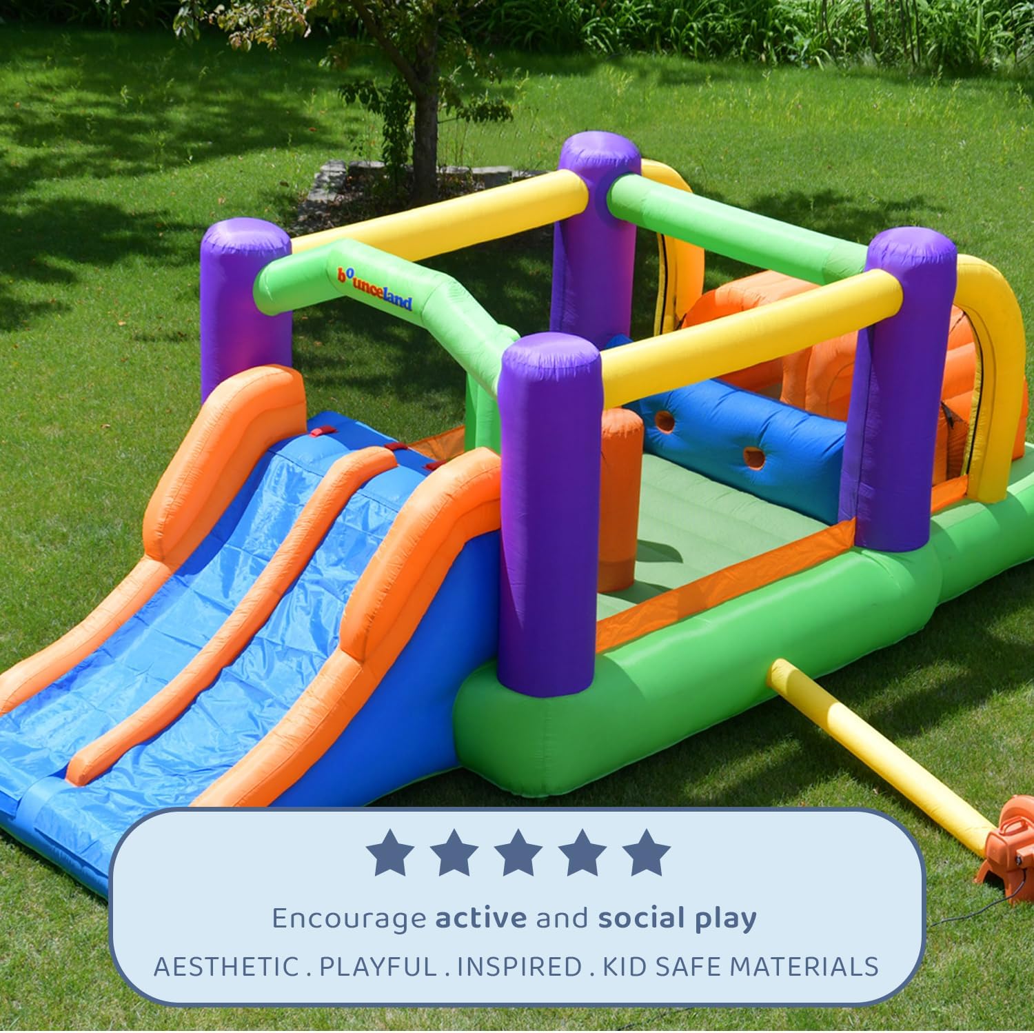 Bounceland Pro Racer Obstacle Bounce House with Dual Slides, Bounce, Climb, Slide All in One, UL 1 HP Blower Included, 19 ft x 9 ft x 7 ft H