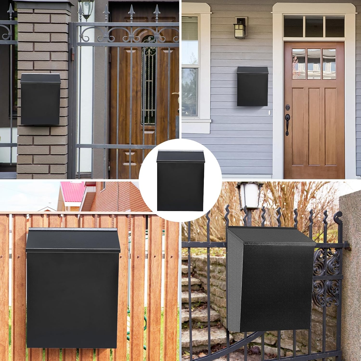 KYODOLED Mailbox for Outside, Wall Mount Locking Mailbox, Security Drop Box with Key Lock for Letters, Cash, Cards, Steel Mail Box for House Office School, 12.4H x 8.54L x 3.35W Inches, Black