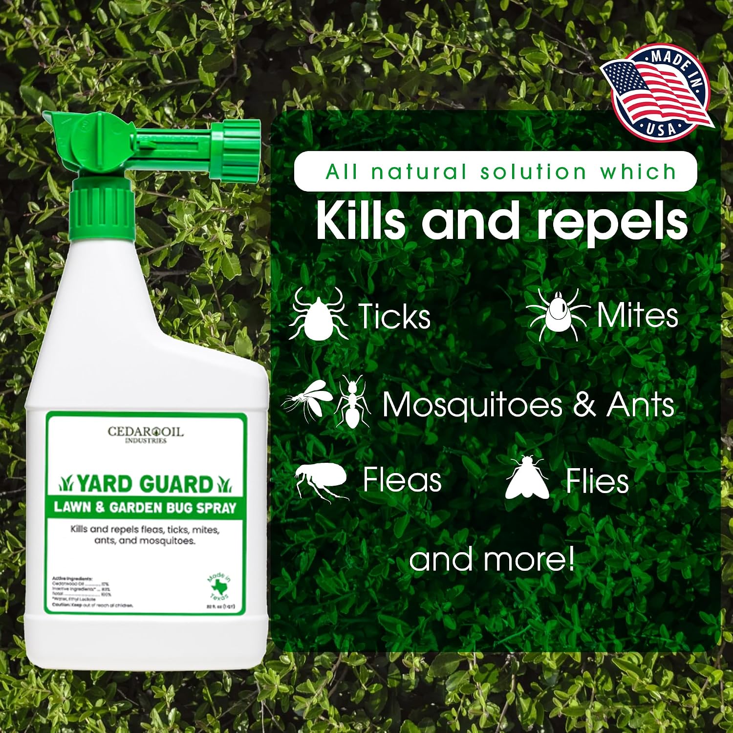 Yard Guard | Non-Toxic, Natural, Ready-to-Use Outdoor Pest Control Spray Safe for Pets & Family | Kills & Repels Fleas, Ticks, Flies, Ants, Mites
