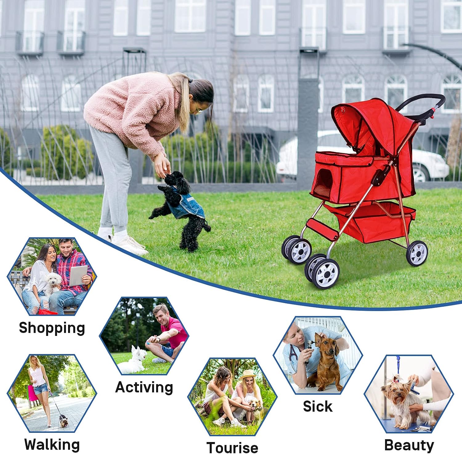 Best 4 Wheels Pet Stroller for Dog and Cat Stroller