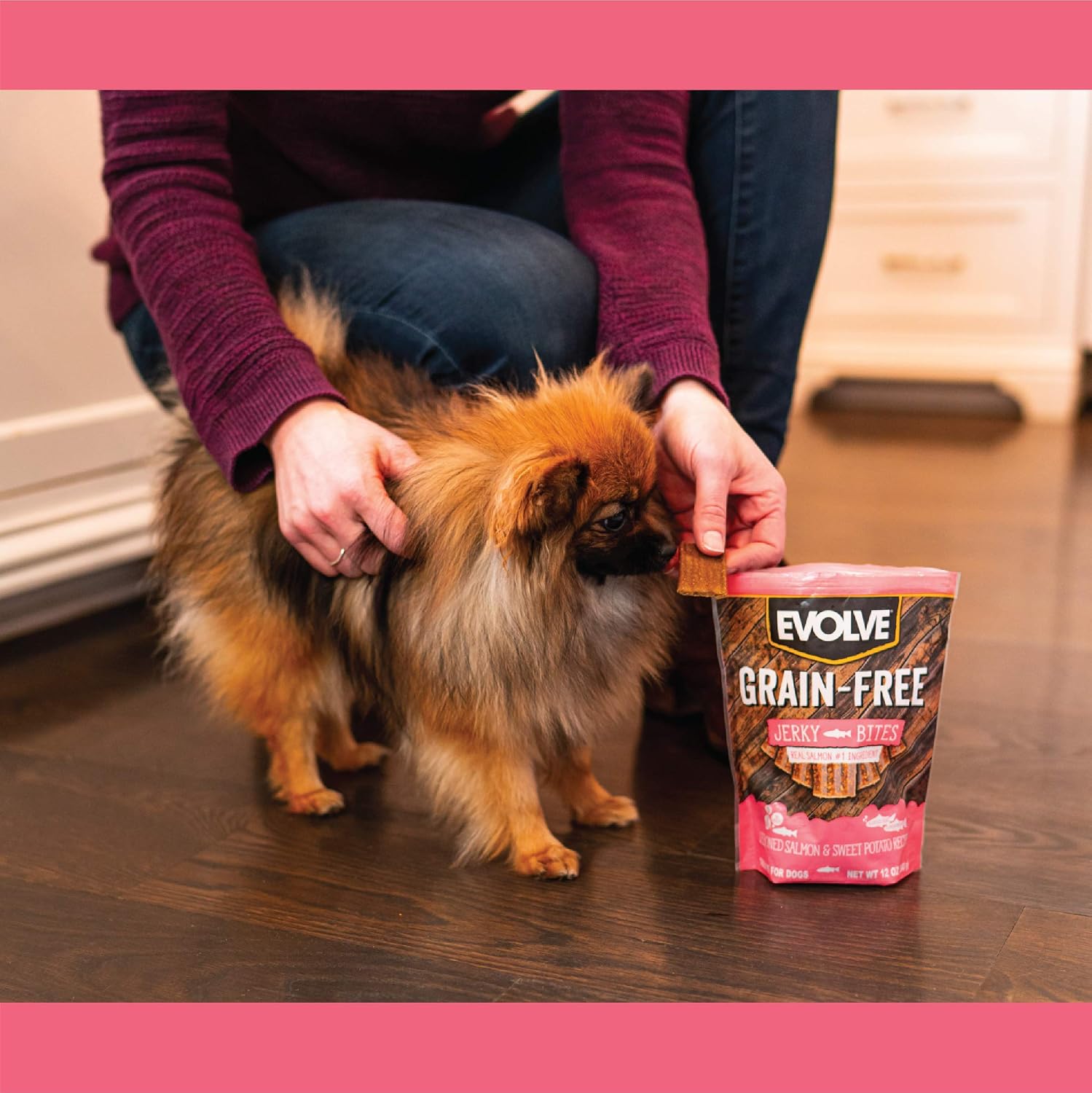Evolve Grain Free Salmon and Sweet Potato Jerky Bites Dog Treats