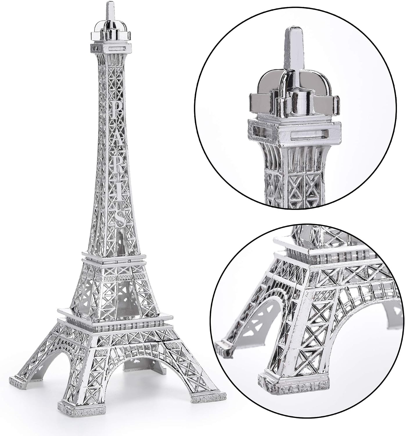 ESHATO Gold Metal Eiffel Tower Statue, 7inch Decorative Figurine Replica Stand Holder for Cake Topper Table Decor Gift Party Home Decoration