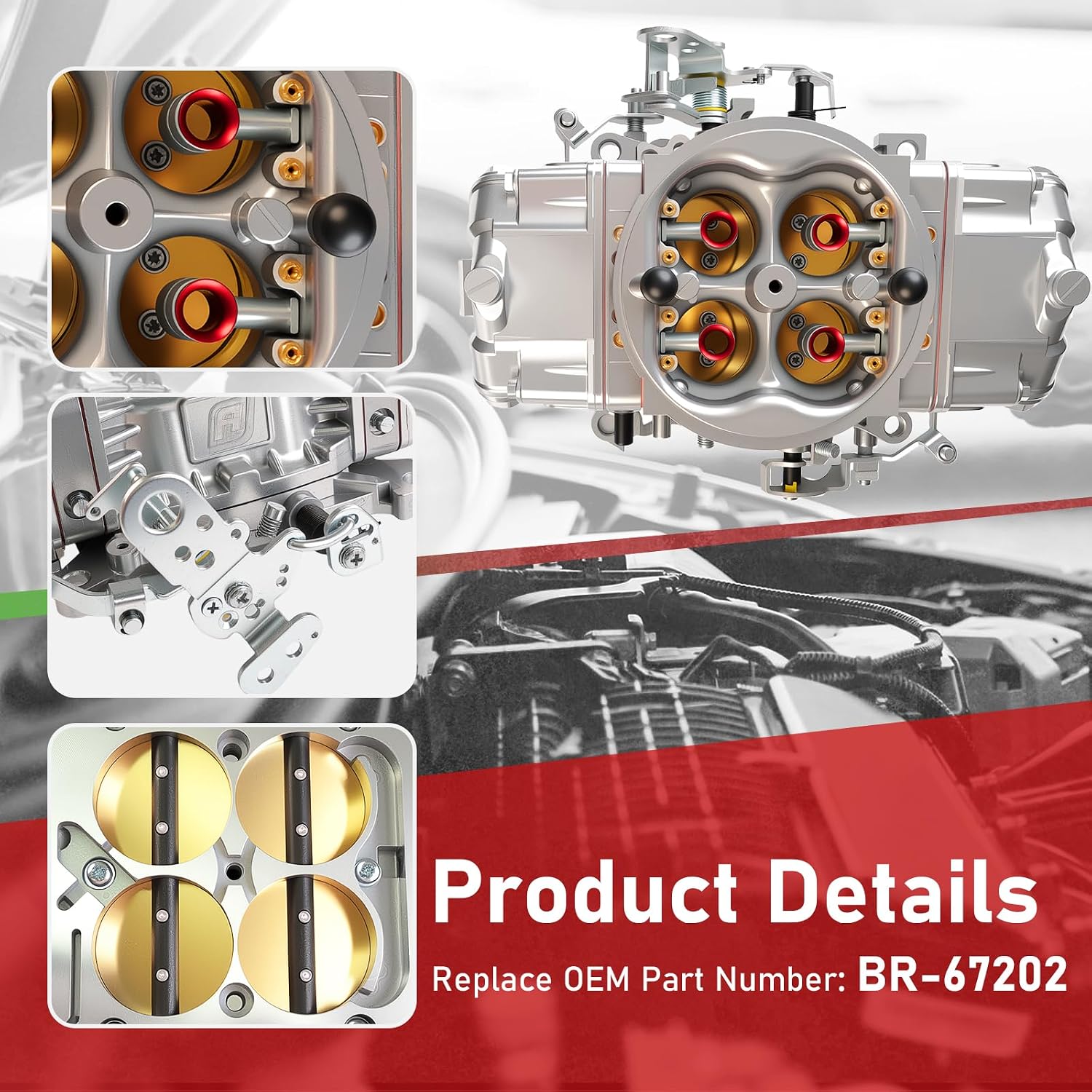 BR-67202 950 CFM Carburetor Race Series Mechanical Secondary Carburetor, Double Pumper 4150 4-Barrel Square Bore No Choke Dual Inlet
