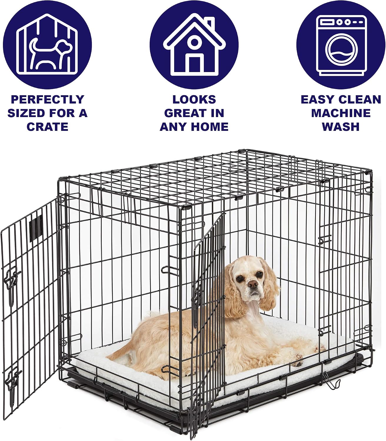 MidWest Homes for Pets QuietTime XXS Dog Bed – Cinnamon Faux Fur Bolster, Ultra-Soft and Machine Washable, Fits 18-Inch Crates and Carriers, for Small Dogs and Cats