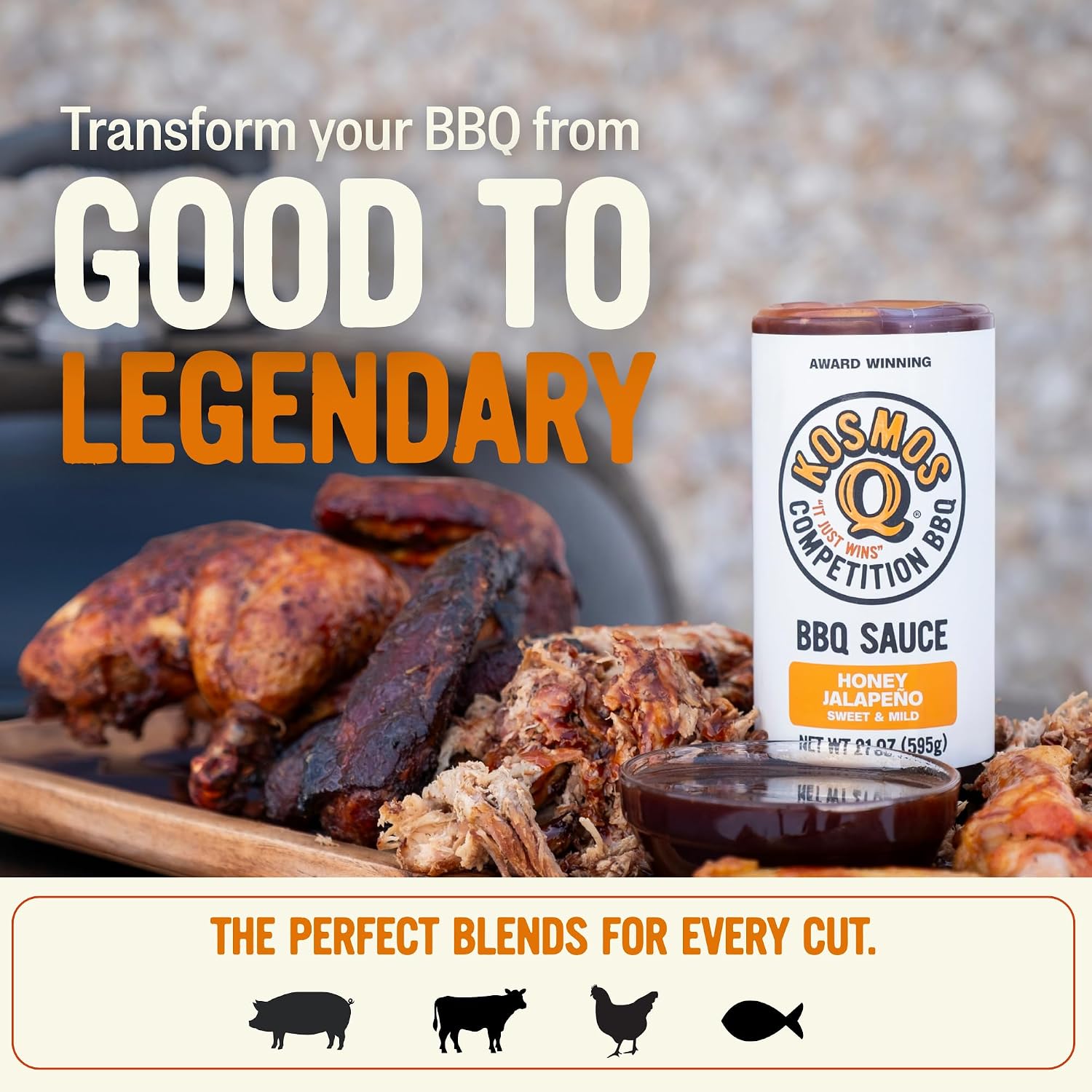 Kosmos Q Sweet Apple Chipotle BBQ Sauce, Tangy Natural Barbecue Sauce with Real Apples & Spicy Chipotle Peppers, Sweet & Spicy Glaze for Pork, Chicken, Ribs & More, Gluten Free, 15.5 Oz Bottle