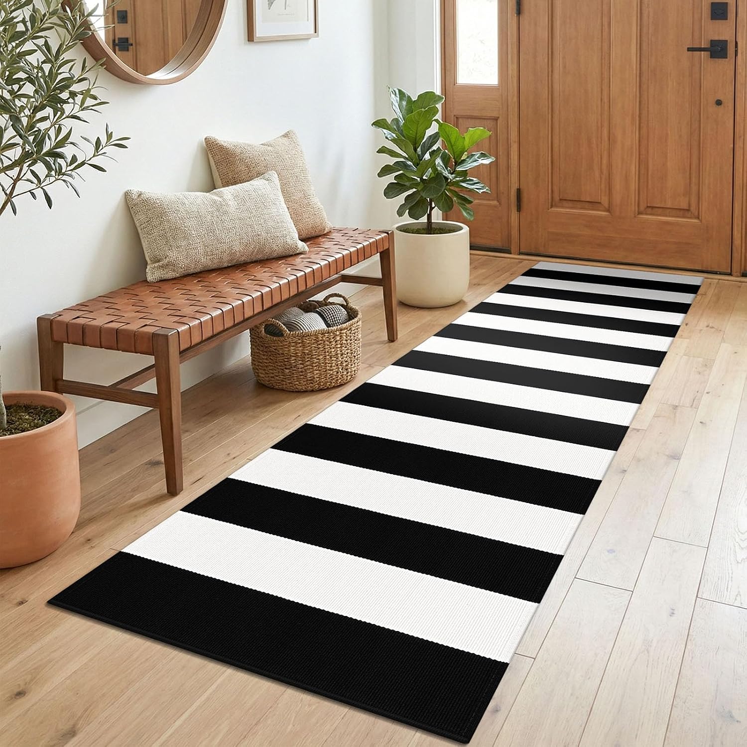 KOZYFLY Black and White Area Rug 3x5 Ft Washable