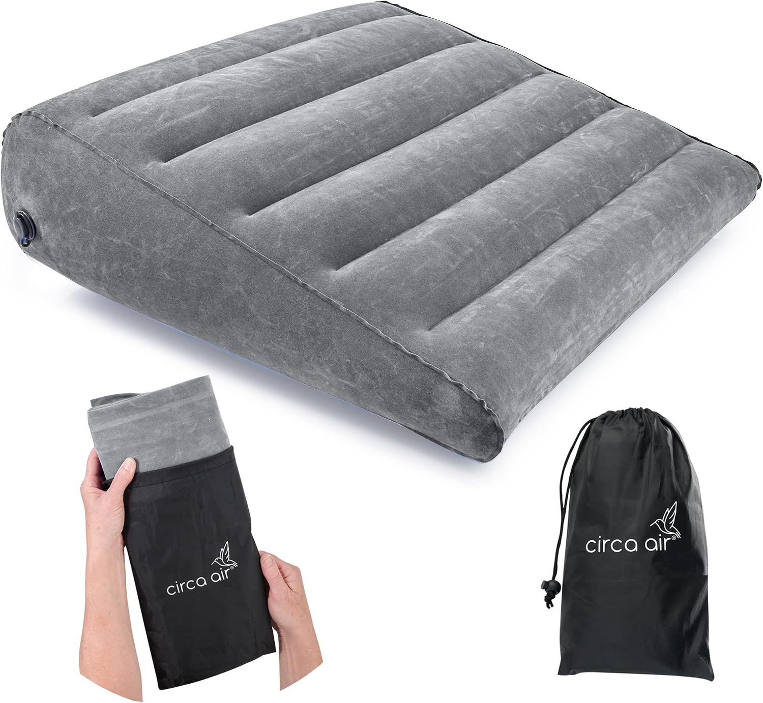 Circa Air Inflatable Wedge Pillow for Traveling - Travel Wedge Pillows for Sleeping in Bed, Acid Reflux, Sleep Apnea, Snoring for Back, Knee
