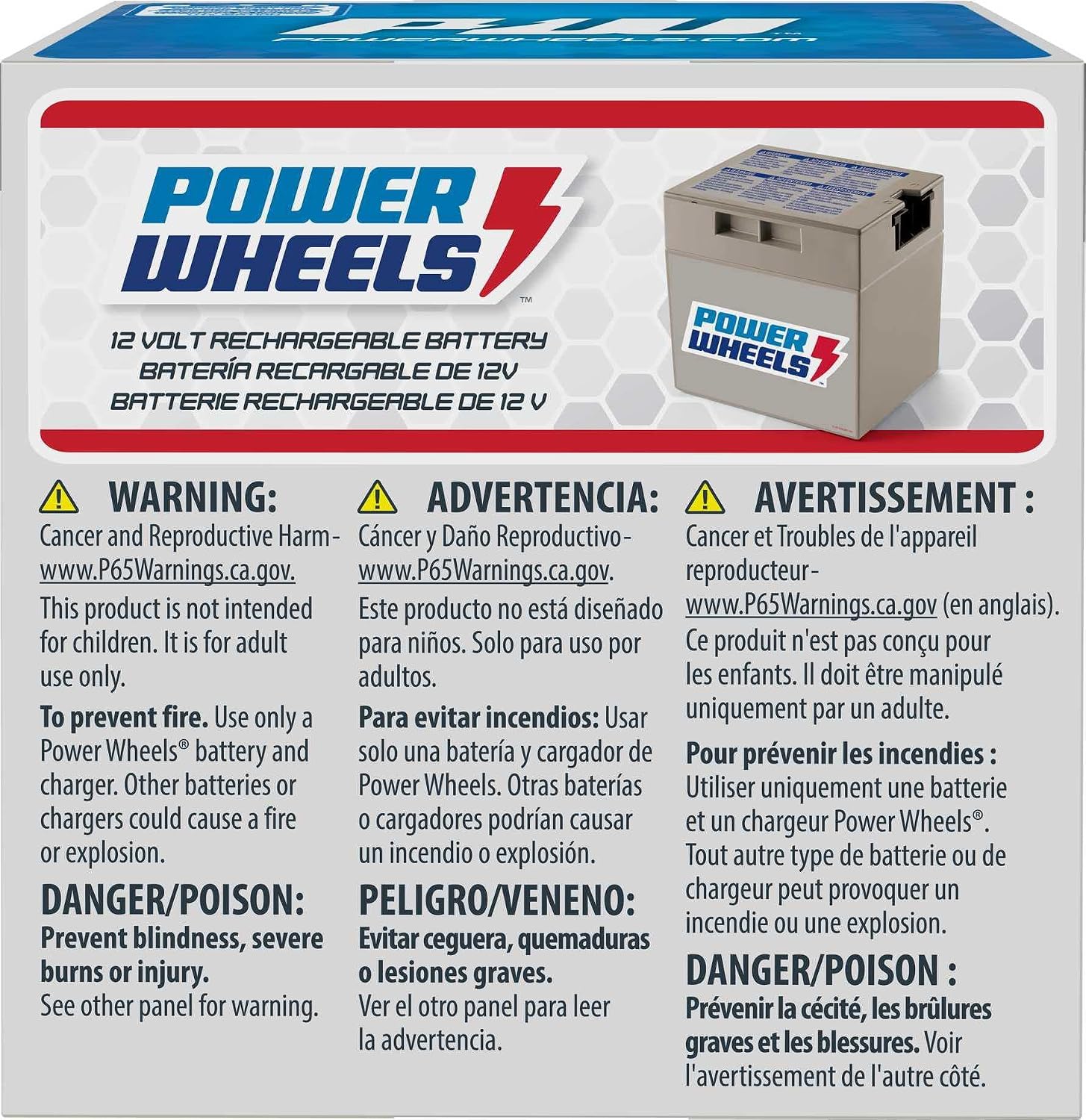 Power Wheels Ride-On Toy Replacement Battery 12-Volt 12-Ah Rechargeable for Preschool Vehicles