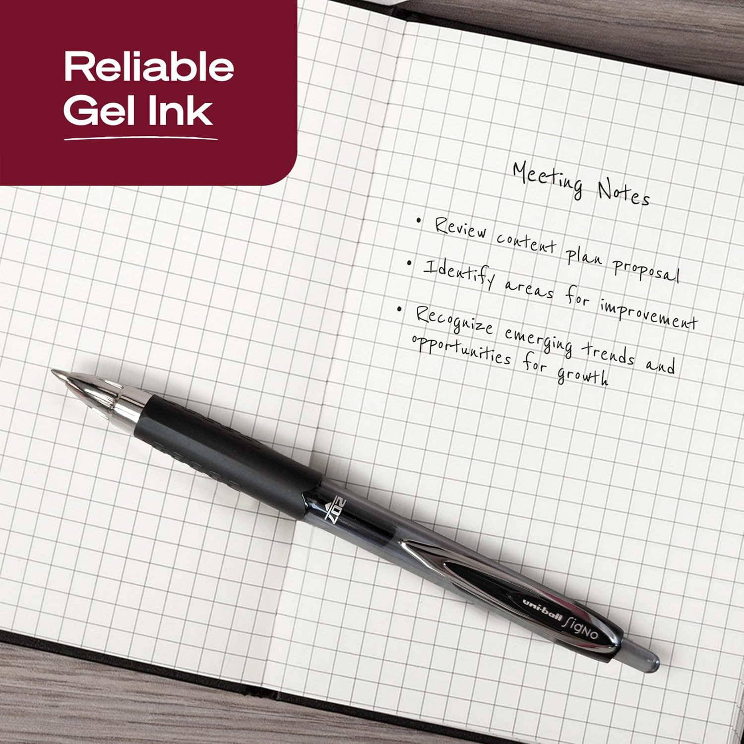 uniball™ 207 Gel Pens, Black Ink, 0.7mm Medium Point, Retractable, 12 Count | Smooth Writing, Fraud-Resistant, uni Super Ink™