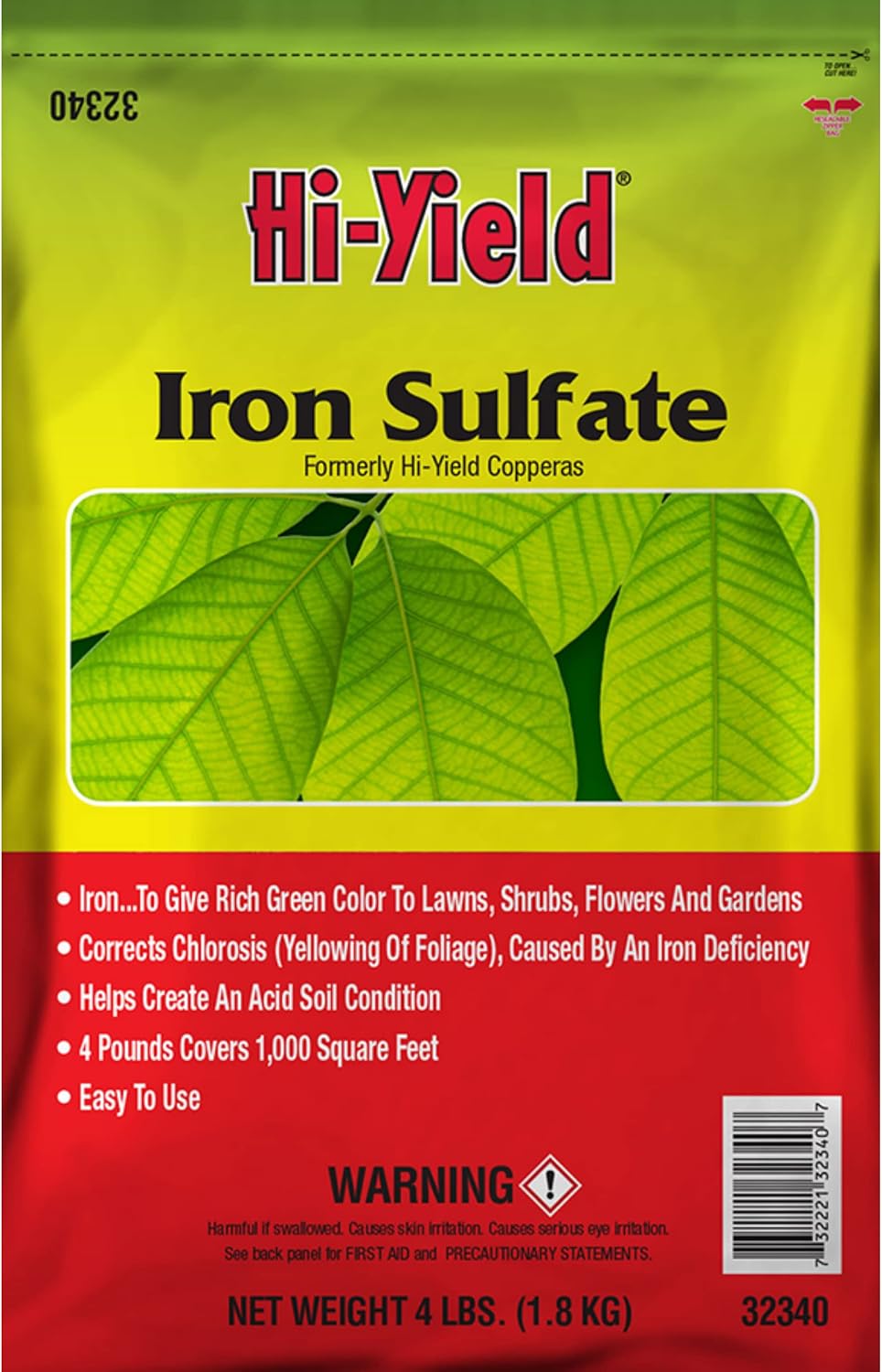 Hi-Yield (32340) Iron sulfate, 4 lbs | Iron sulfate granular - Lowers soil pH and corrects iron deficiency for acid-loving plants - Home gardeners