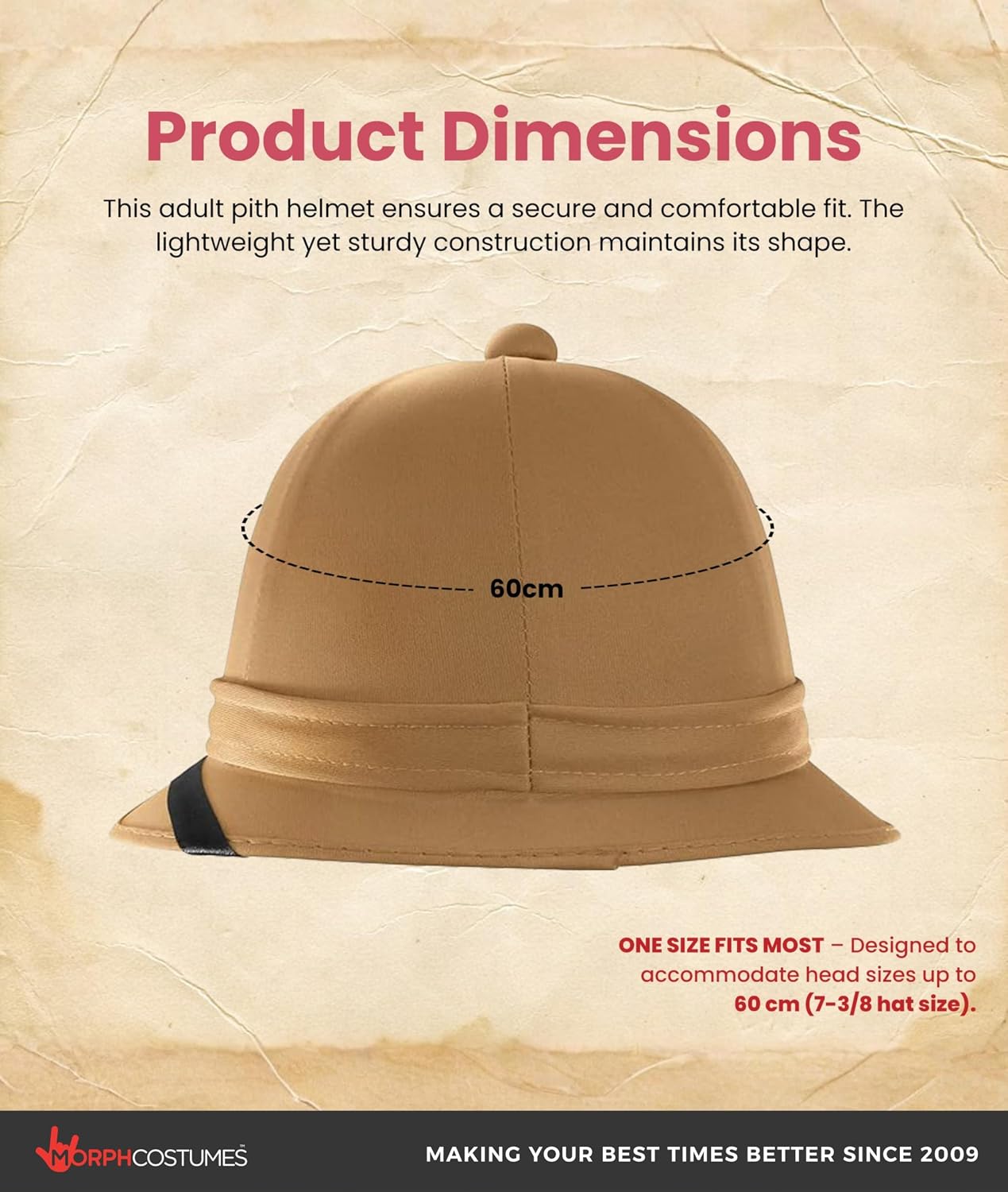 Nicky Bigs Novelties Pith Helmet, Tan Straw Safari Costume Accessory