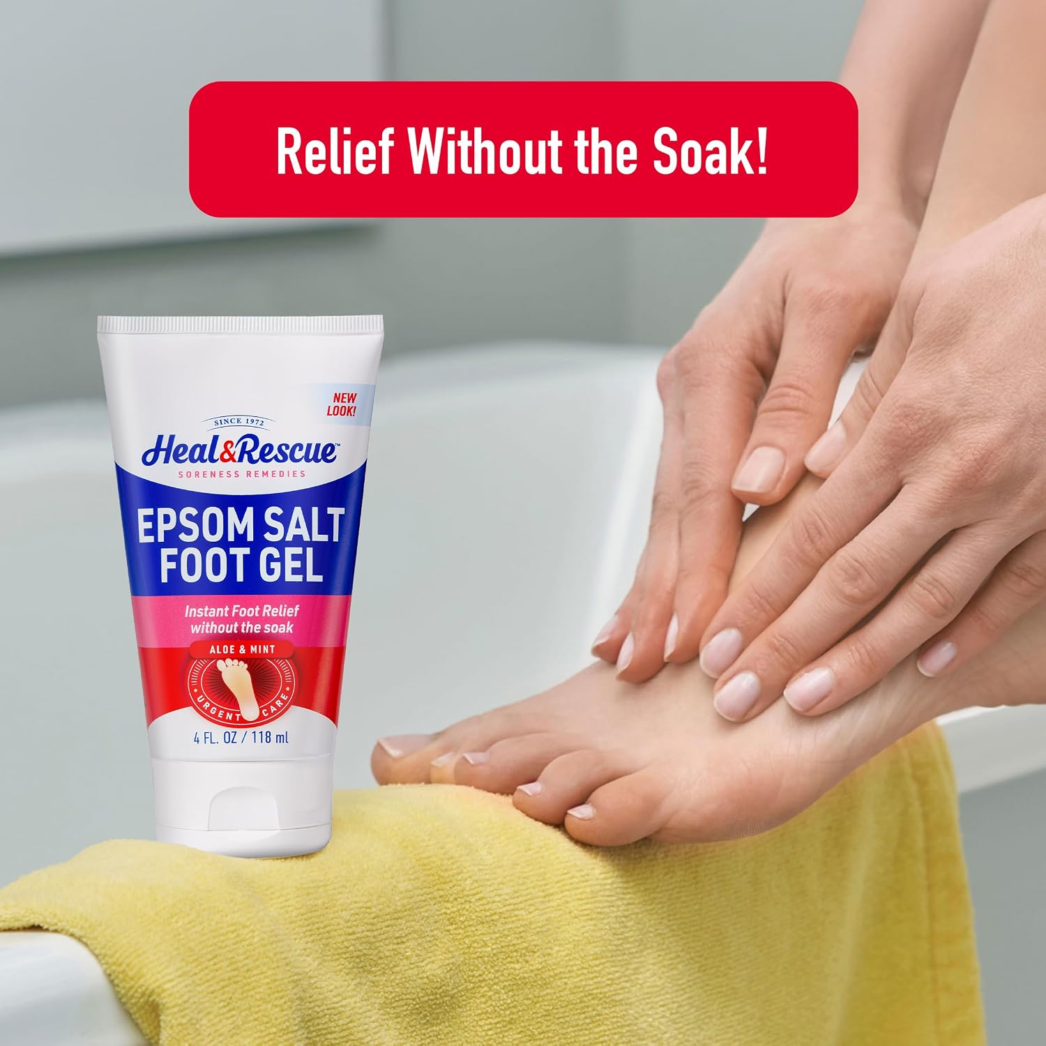 Heal&Rescue Epsom Salt Foot Gel, 4 Ounce, Soothing Relief for Painful, Tired, Aching Feet