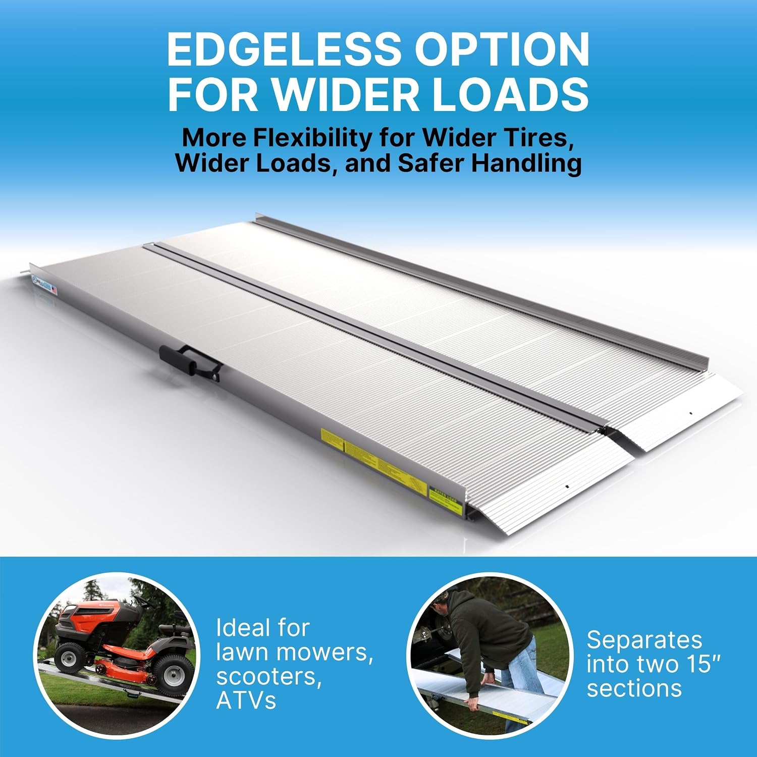 EZ-ACCESS TRAVERSE Aluminum Singlefold Folding Ramp, Portable Loading Ramps for Wheelchairs, Motorcycles, Lawn Tractors & ATVs, Heavy Duty Aluminum Folding Ramps with Carrying Handles (Silver, 4 Foot)