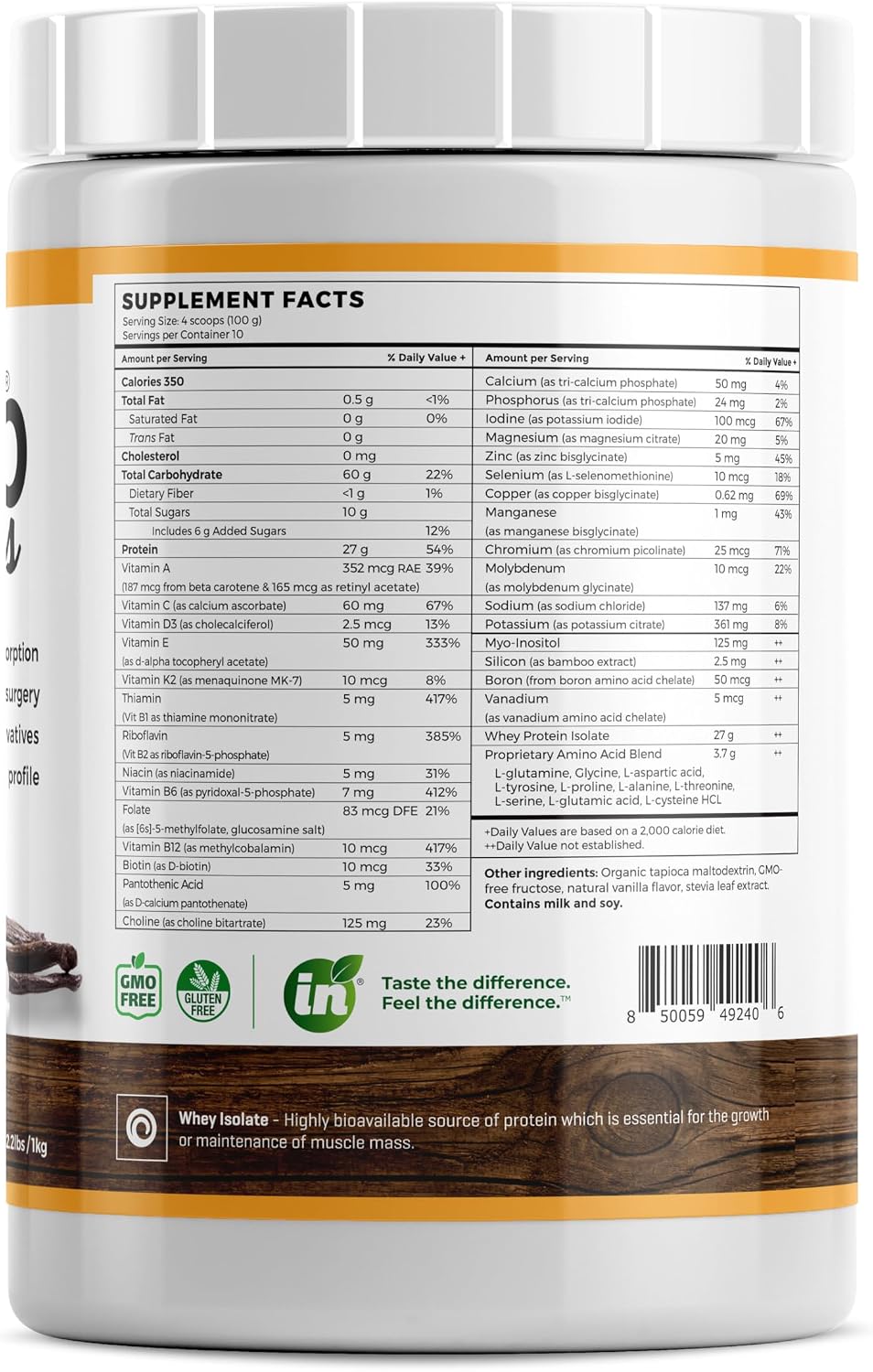 Isolate Protein - Diet Supplement for Improved Gut Health, Extra Nutritional Support, Non-GMO, Gluten-Free, Lactose-Free, Casein-Free (2.2 Lbs, Simply Vanilla)