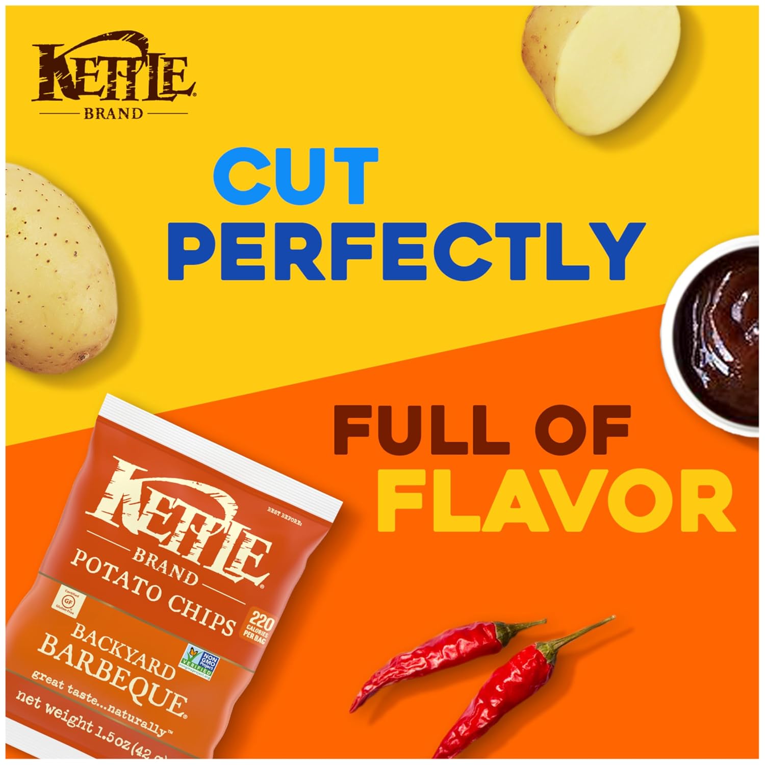 Kettle Brand Potato Chips, Backyard Barbeque Kettle Chips, 5 Oz