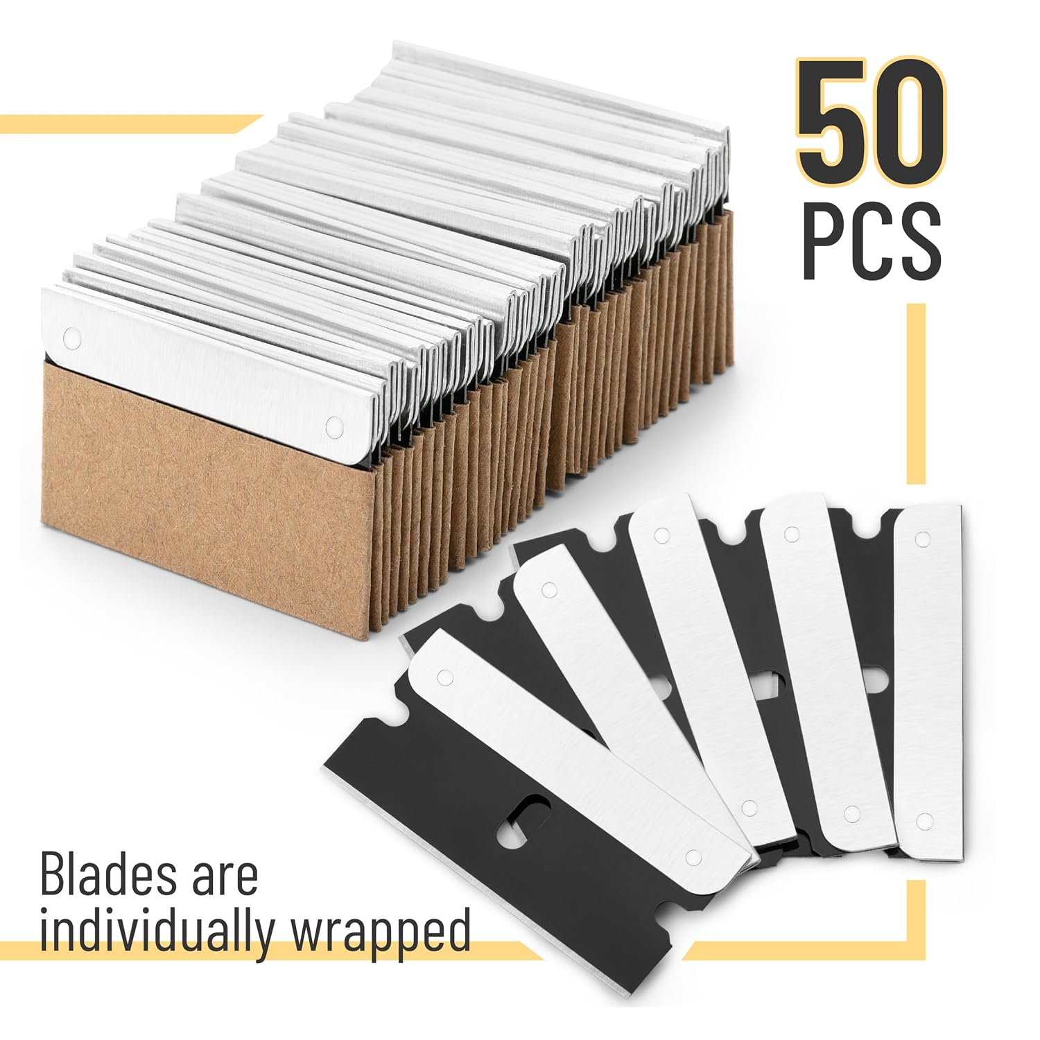 Bates- Razor Blades, 50 pcs, Carbon Steel Flat Scraper Blades
