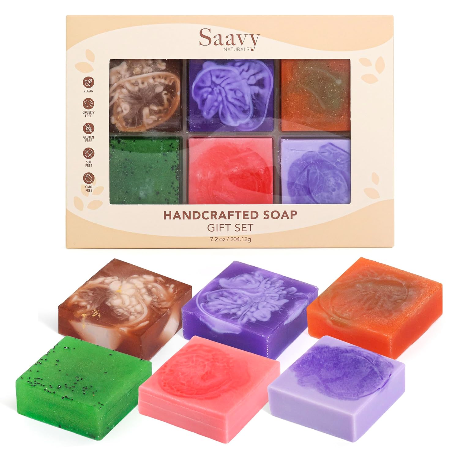 Saavy Naturals Hydrating & Purifying Mini Soap – Plant-Based, Nourishing & Moisturizing Bar Soap Gift Set for Men & Women – Mini Square Shaped Artisan Bar Soaps, 10 pack