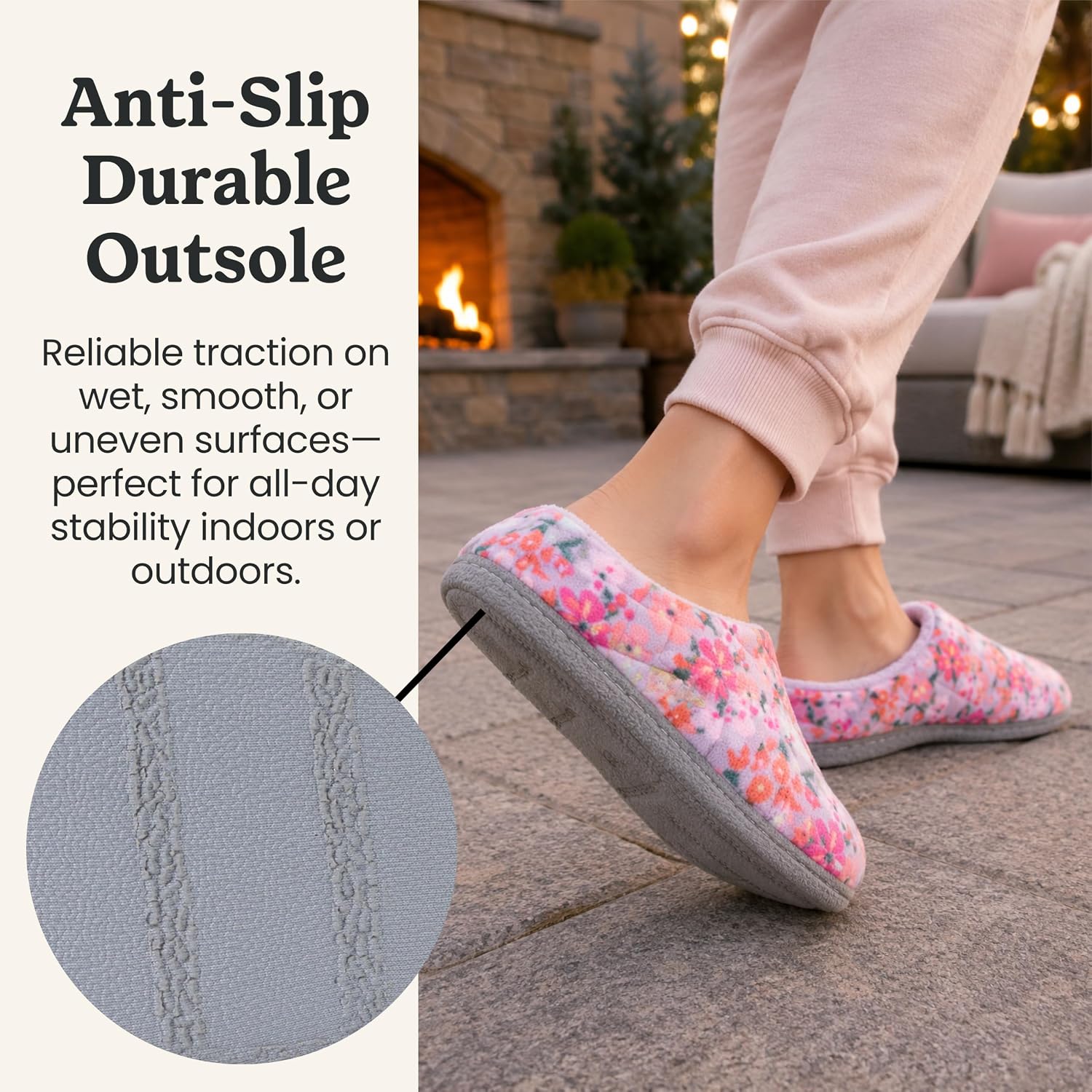 Leslie Terry Clog House Shoes with Memory Foam, Indoor Slippers with Wide Widths