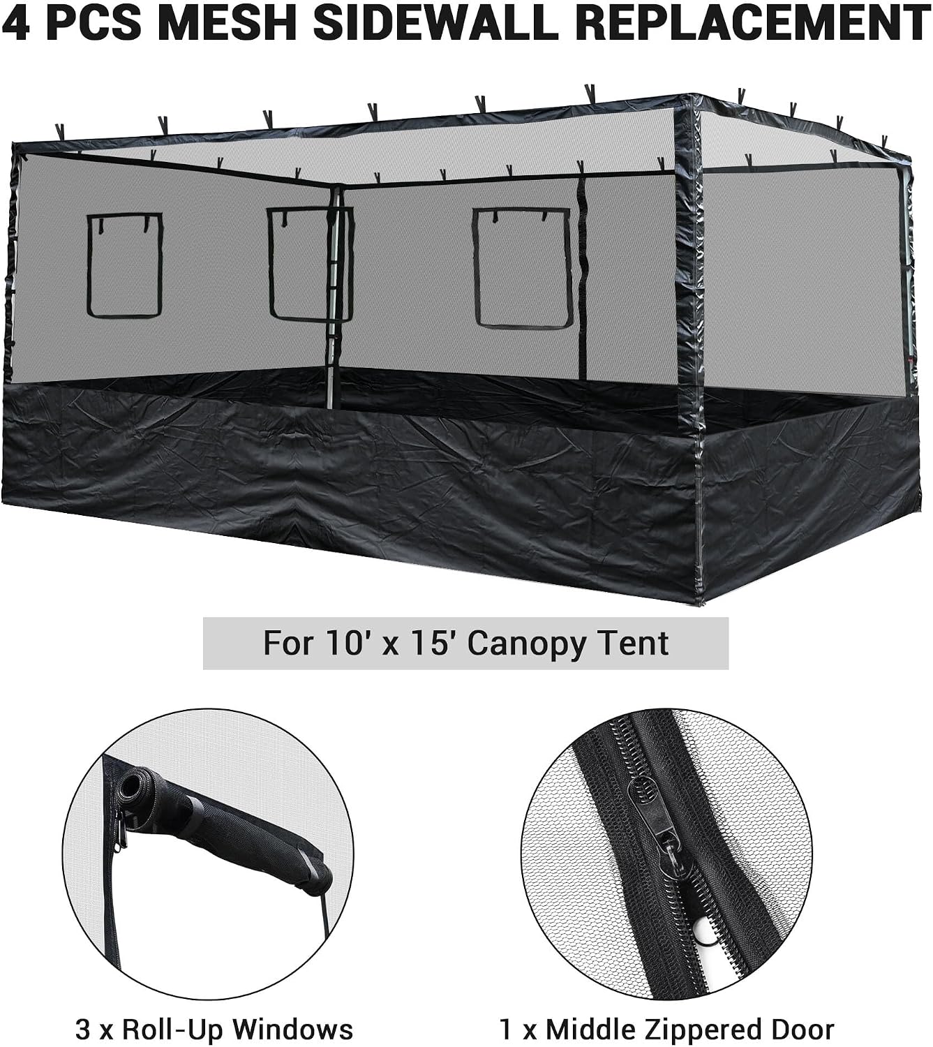 Yescom Pop Up Canopy Half Mesh Sidewall with Window 10x10Ft for Food Booth