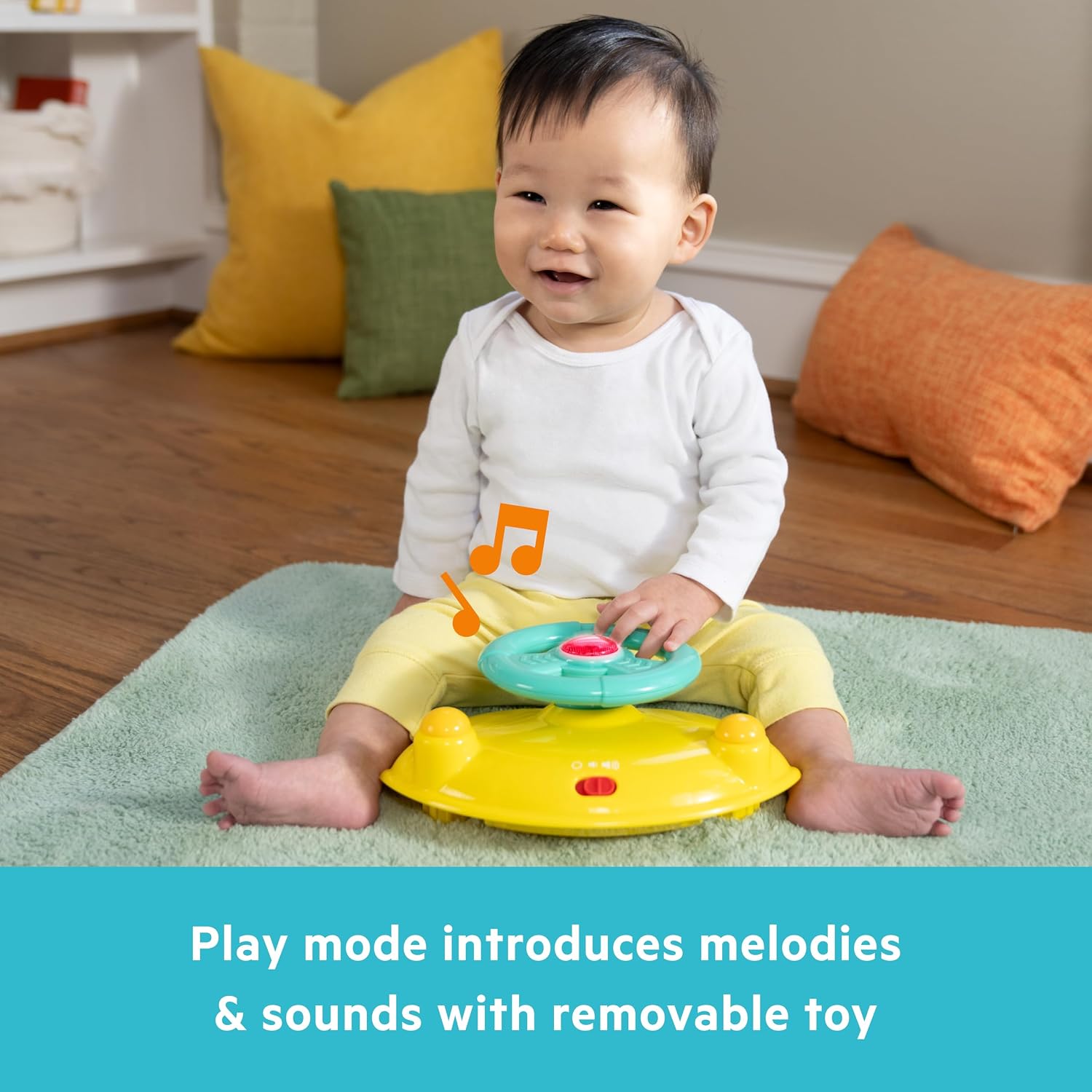 Bright Starts JuneBerry Walk-A-Bout Baby Walker and Entertainer, with Easy Fold Frame for Storage, Ages 6 Months +
