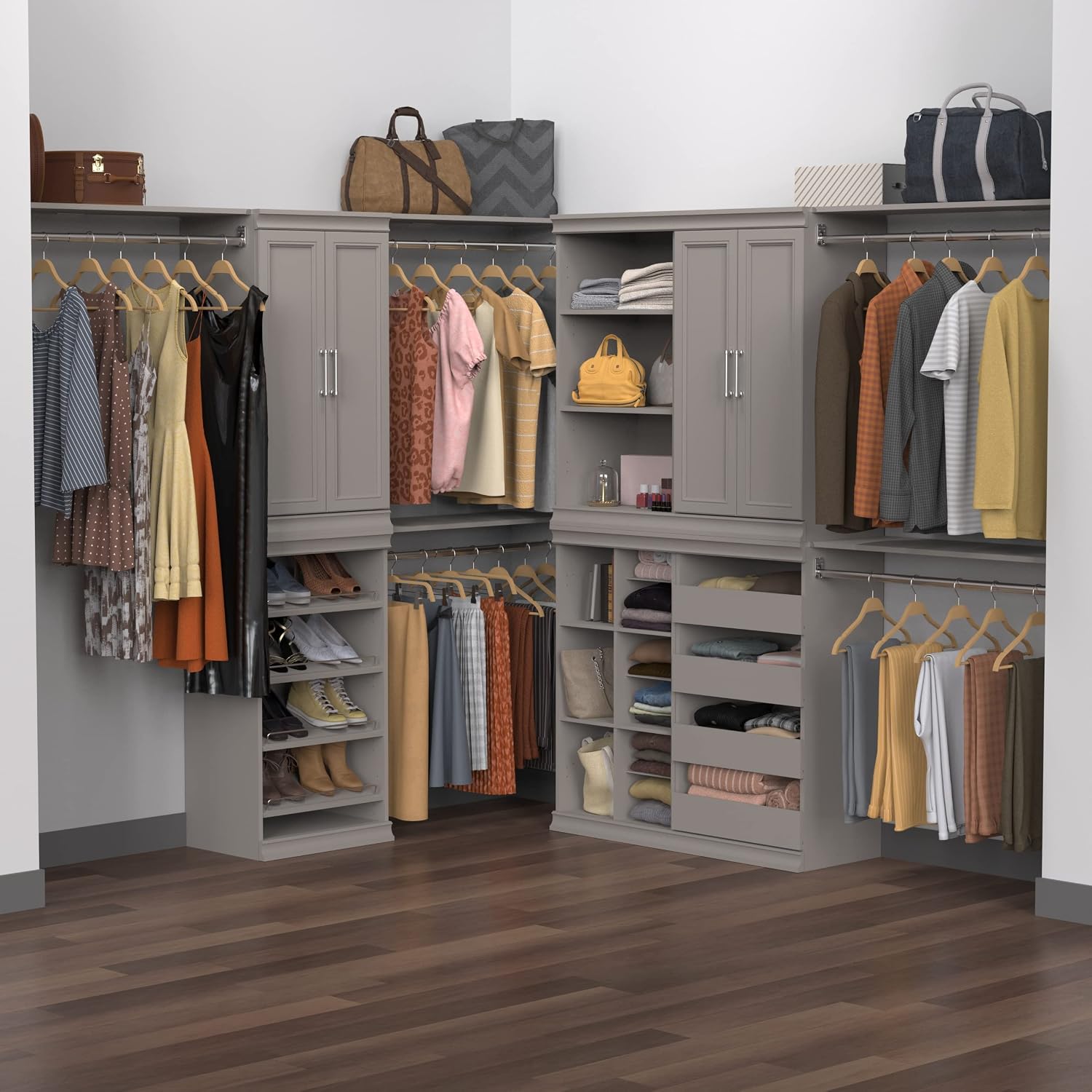 ClosetMaid Modular Storage Unit with 4 Drawers, Wood Closet Organizer, Stacking, Full Backer, Storage, Decorative Trim, White