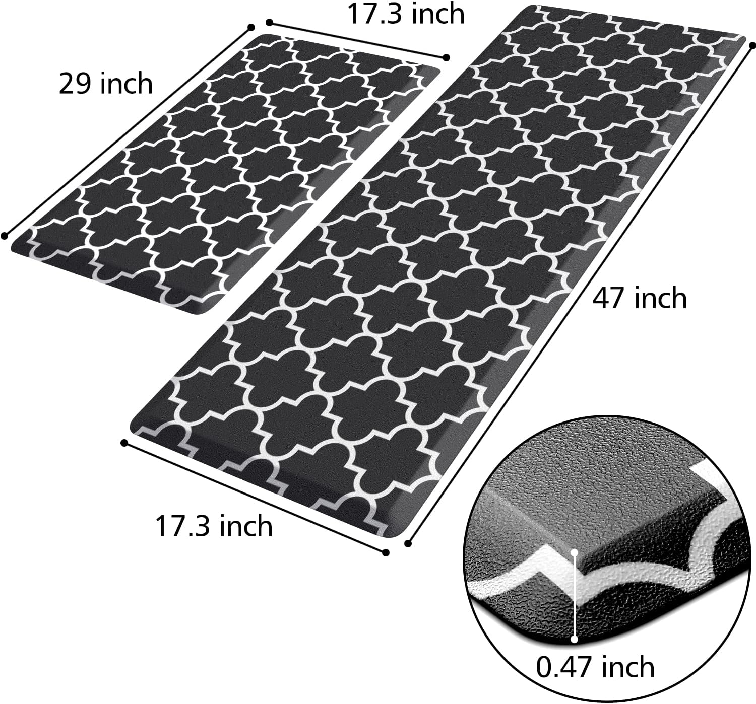 KMAT Kitchen Mat Set of 2,Cushioned Anti-Fatigue Kitchen Mats for Floor