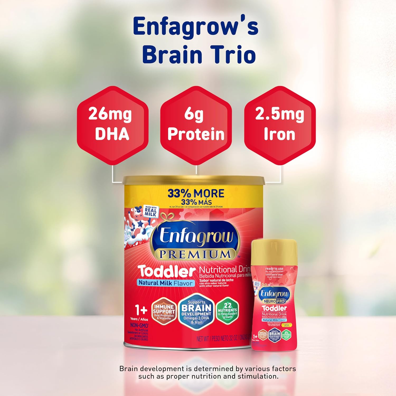 Enfagrow Premium Toddler Milk Nutritional Drink, Enfagrow Toddler Drink, Try Our Brain-Supporting Trio, 32oz Can