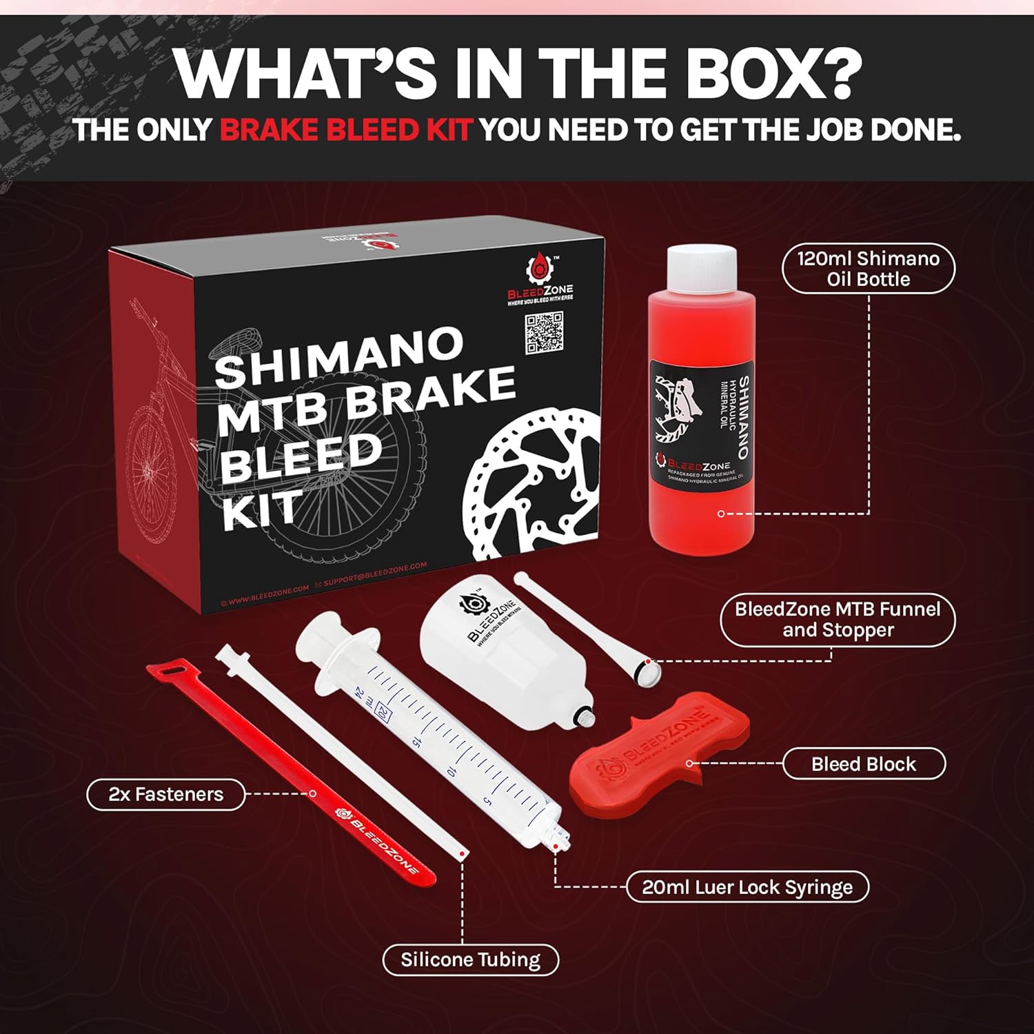 BleedZone Shimano Hydraulic Brake Bleed Kit with Mineral Oil