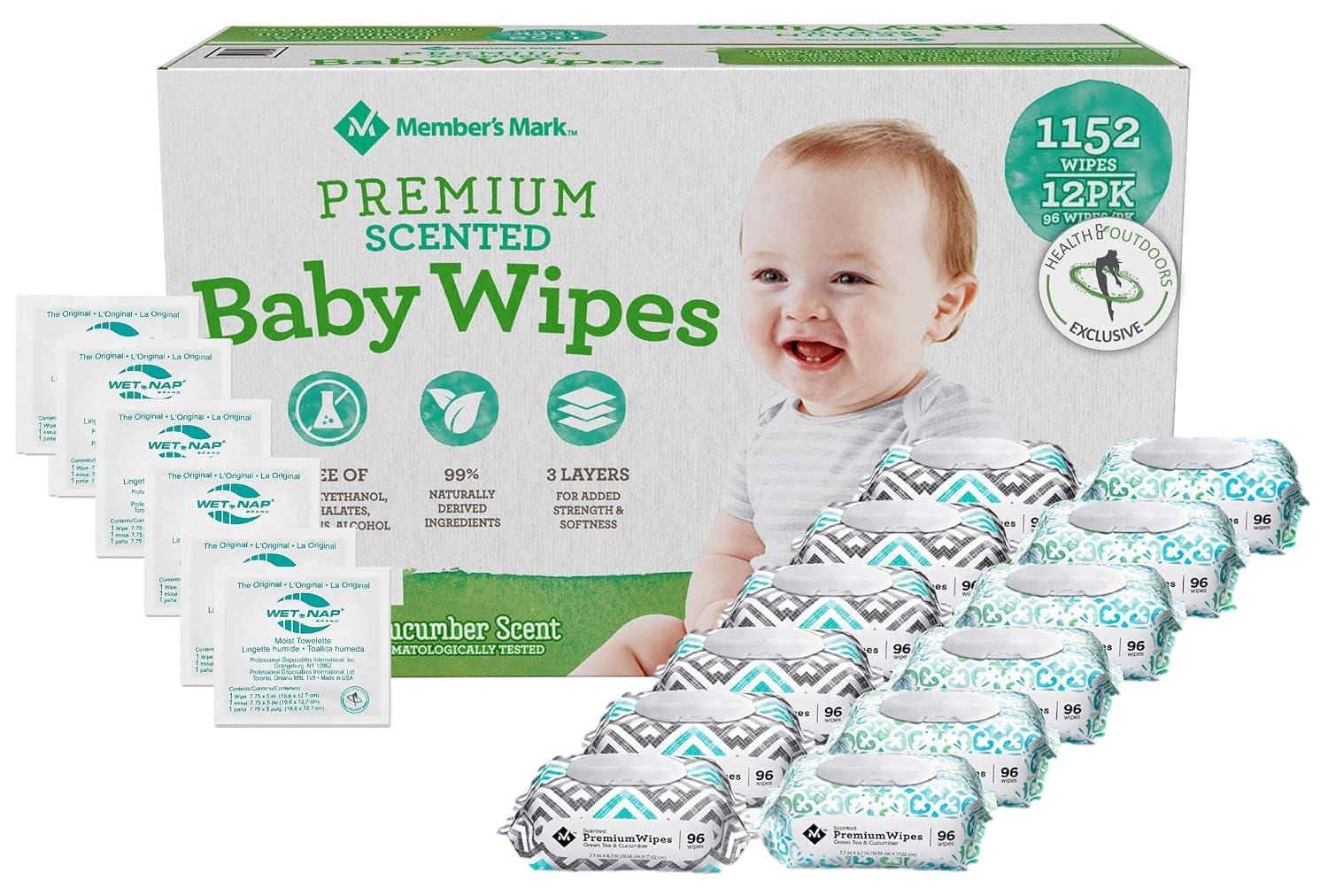 HAO M Mark Premium Fragrance Free Baby Wipes (1152 Count) W/Exclusive Moist Towelettes