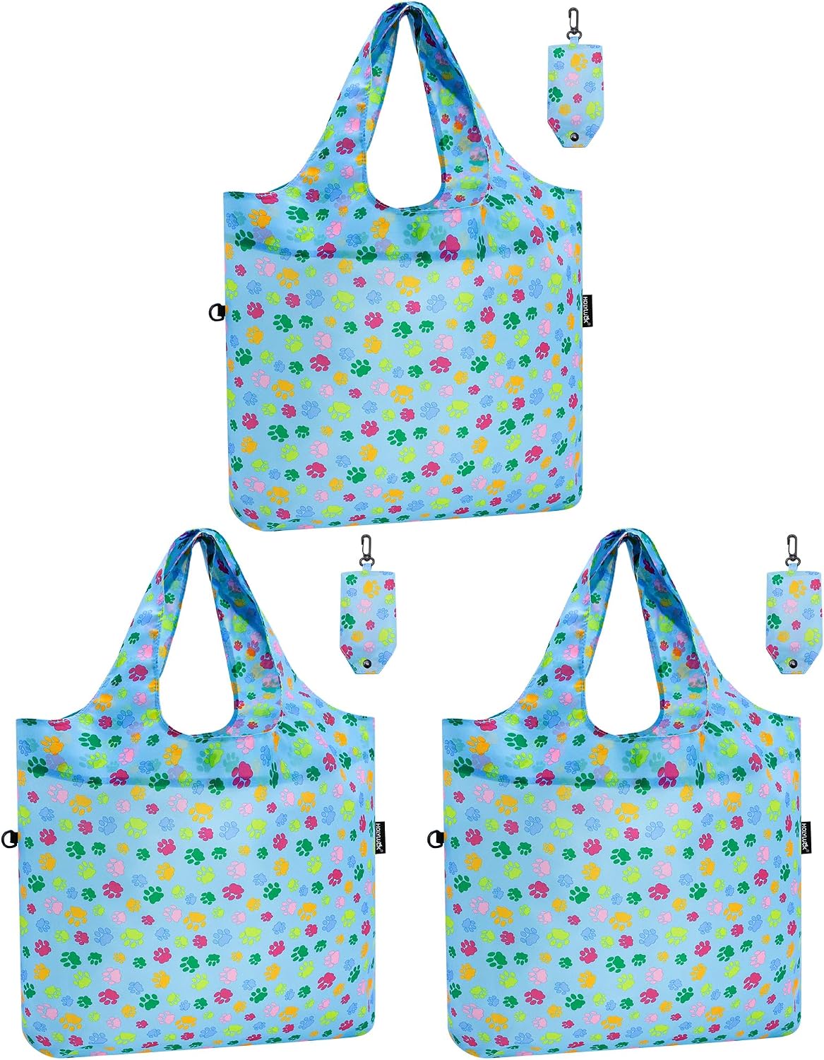 HOLYLUCK Reusable Grocery Bags,Heavy Duty Foldable Shopping Tote Bag (Standard, 3 Blue Geometric Flowers)