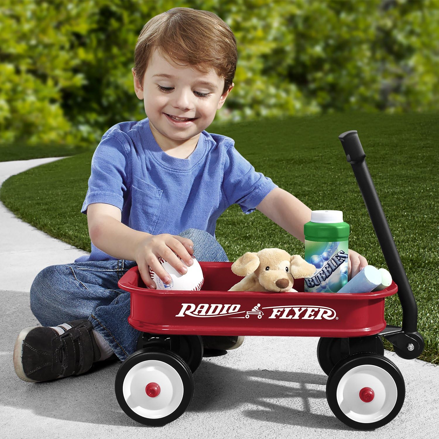 Radio Flyer Mini Classic Red Wagon for Kids, 12.5" Toy Wagon Ages Aged 1.5+ | Play-Size Version of the Classic, Durable Rolling Wheels & Steel Body, Working Handle, Toys, Crafts & Gift Displays