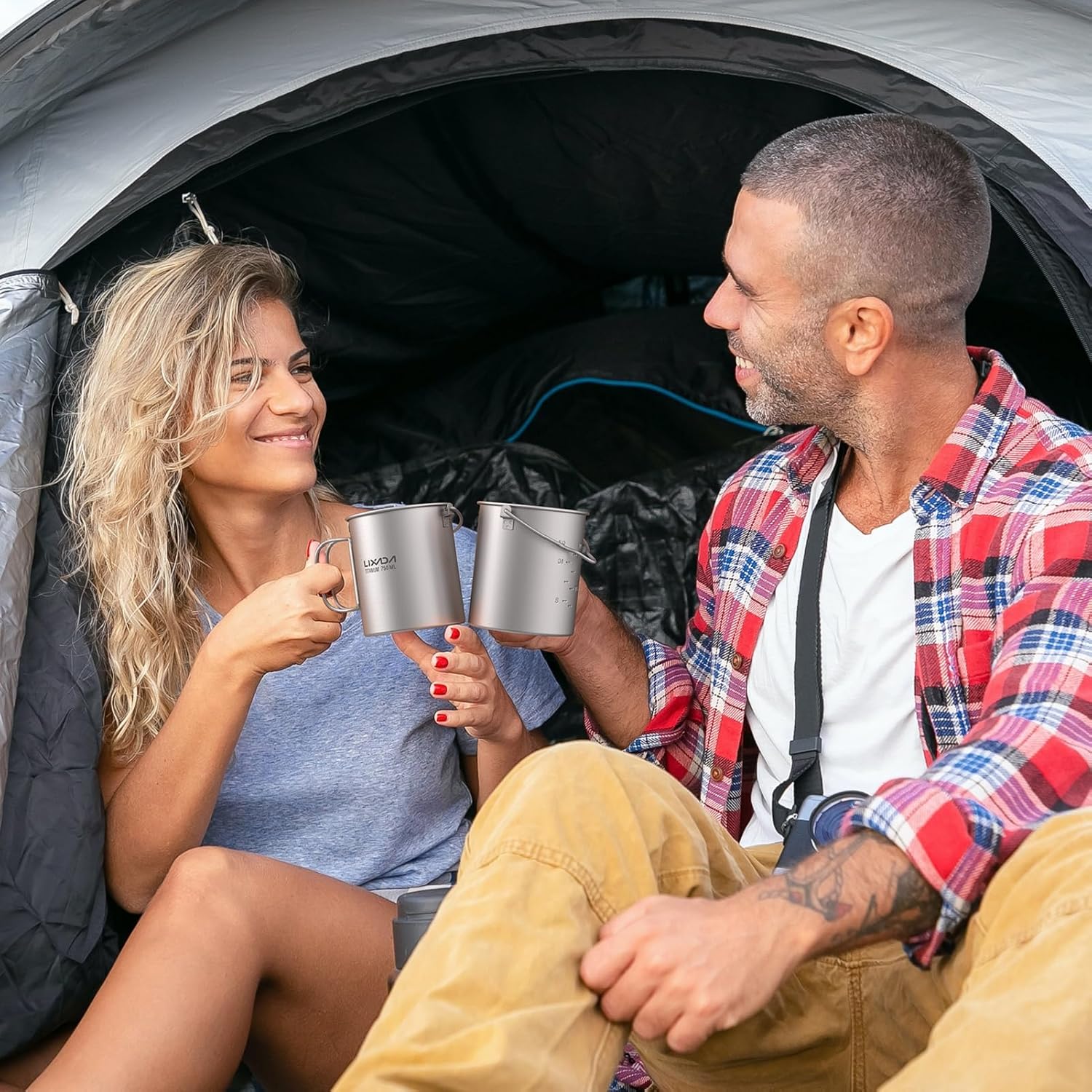 Lixada Titanium Water Mug Cup with Lid and Foldable Handle Ultralight 750ml Titanium Pot Portable Outdoor Camping Cooking Picnic