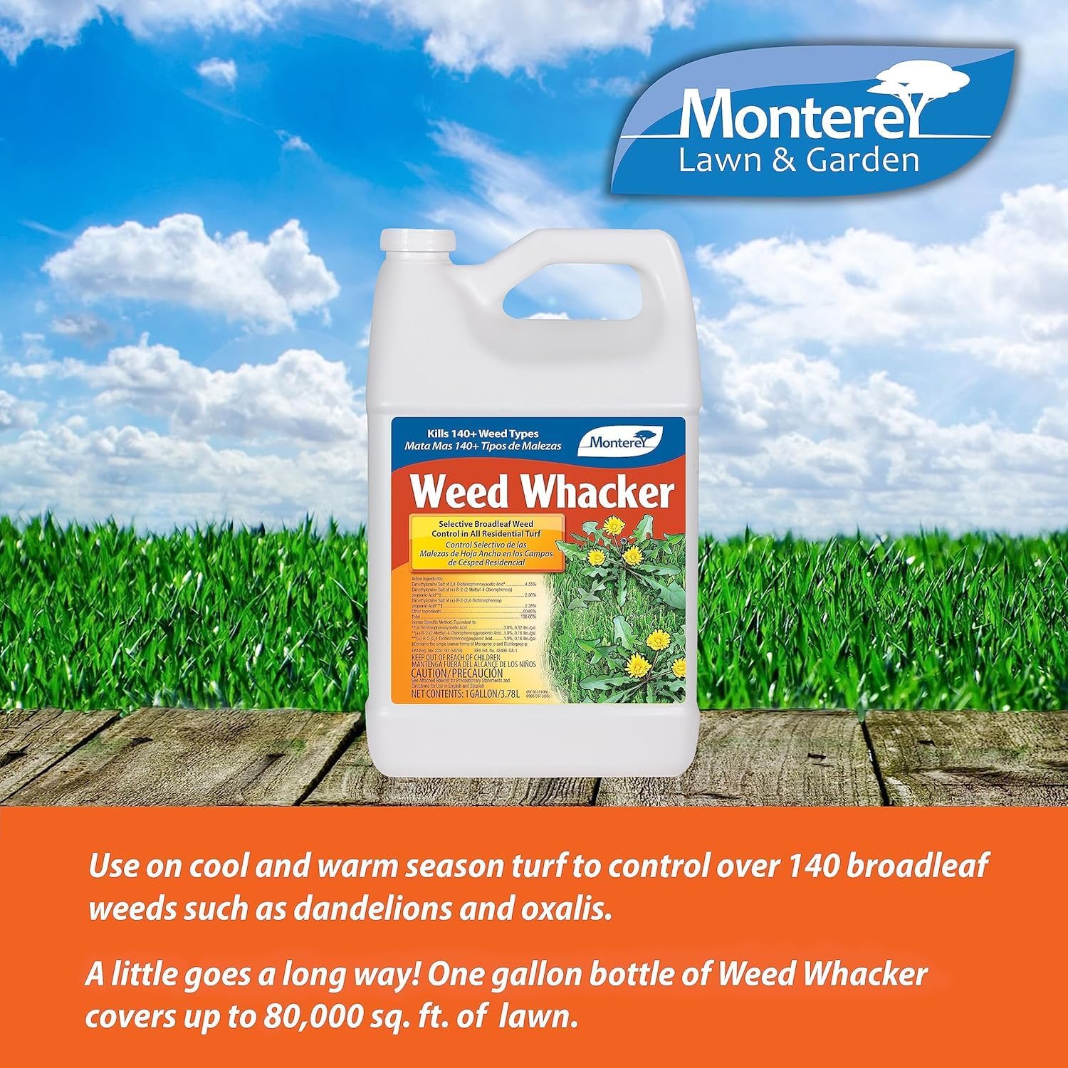 Monterey - Weed Whacker Weed Killer - Selective Broadleaf Weed Killer for Lawns - Kills 140+ Weed Types - Apply Using Sprayer - 1 Quart Concentrate
